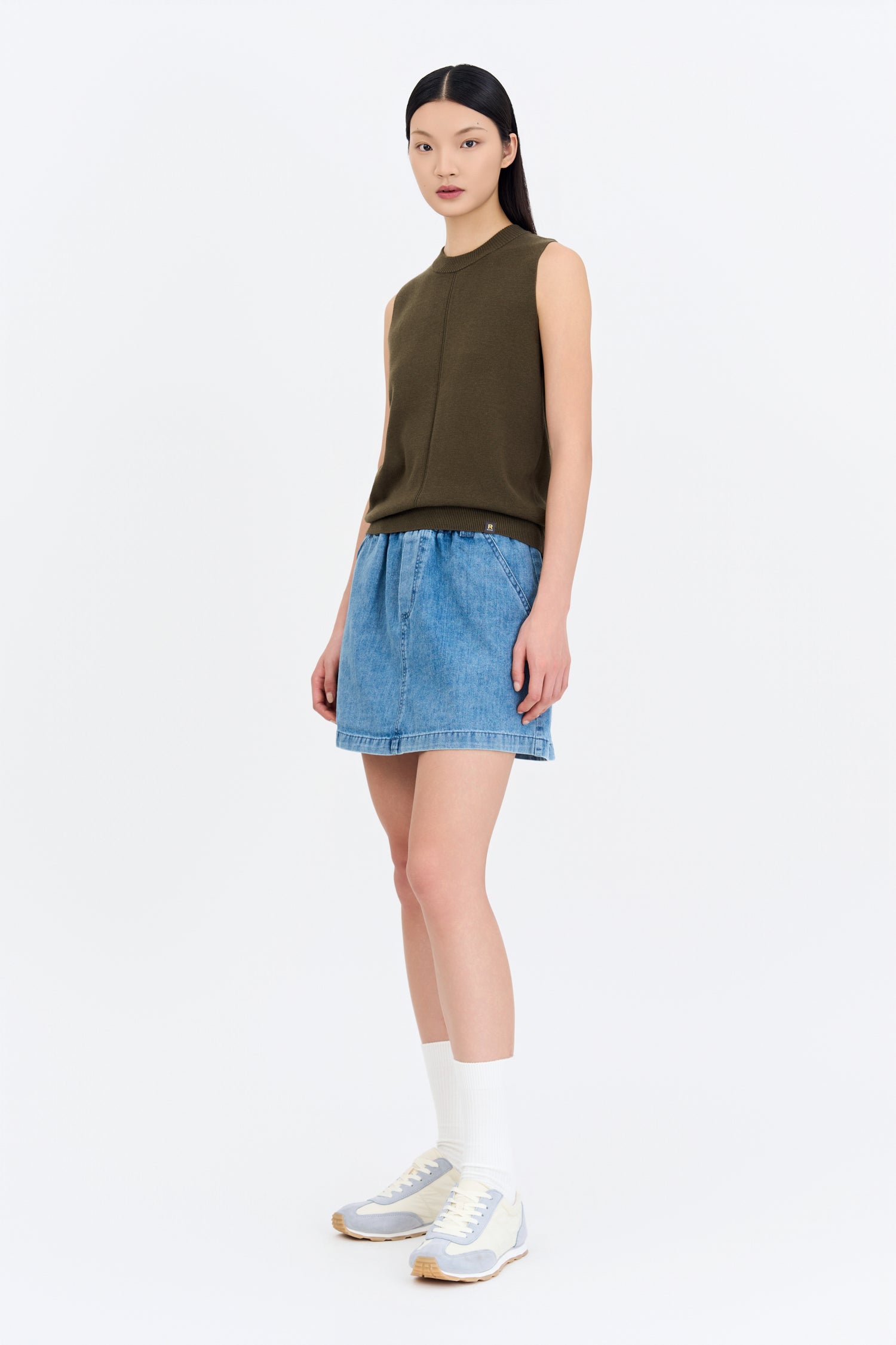 Knitted Sleeveless Top -  Army Green