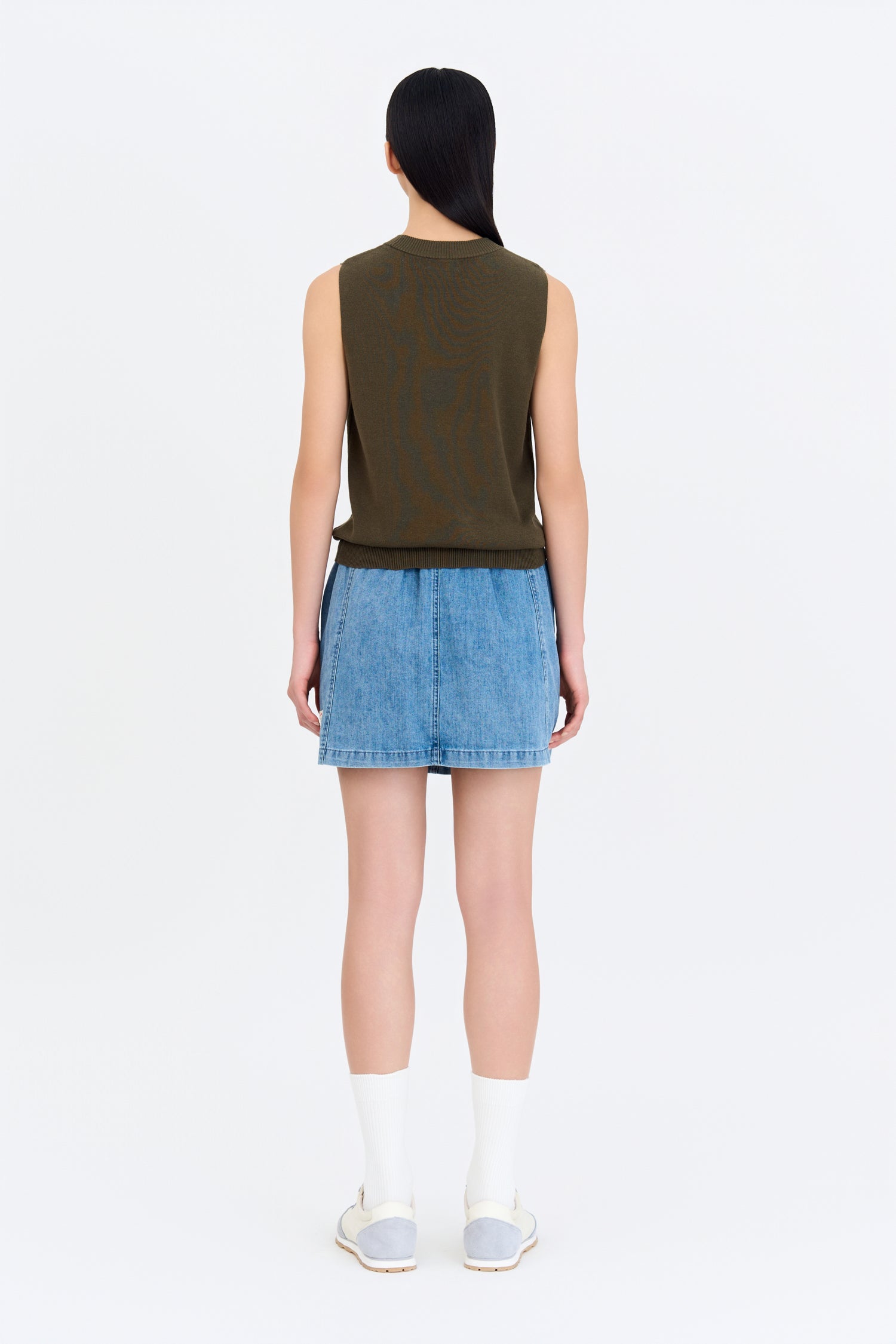 Knitted Sleeveless Top -  Army Green