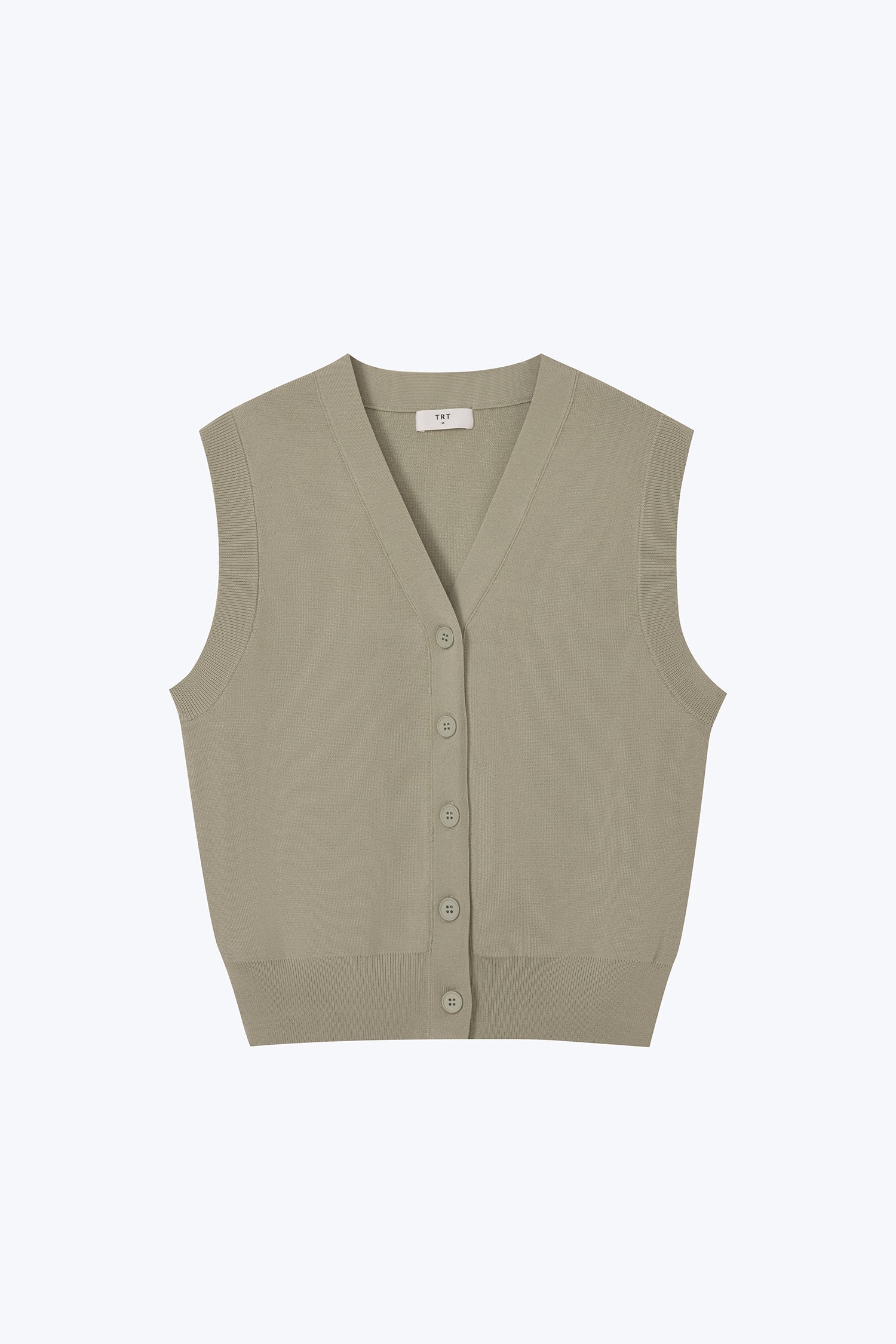 Knitted Button Down Vest - Sage