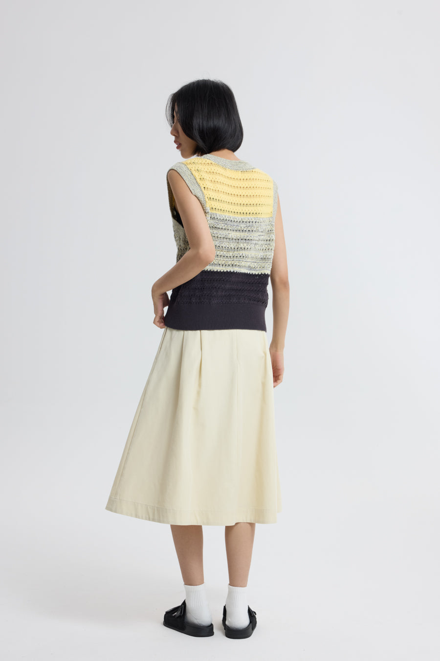 3-Tier Colorblock Sleeveless Knit Top - Canary