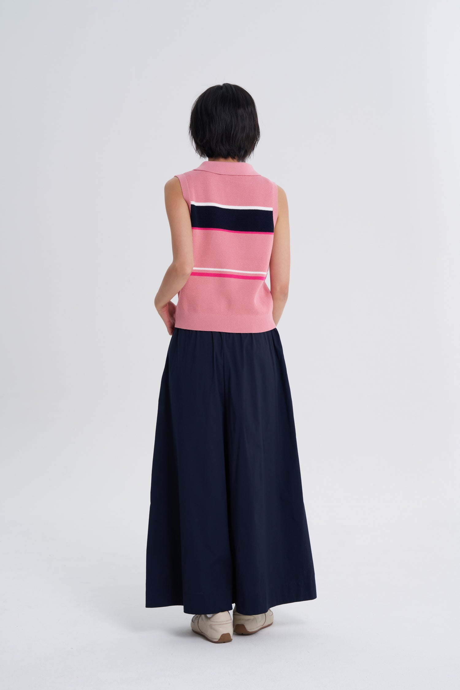 Multicolour Stripe Knitted Vest - Blush