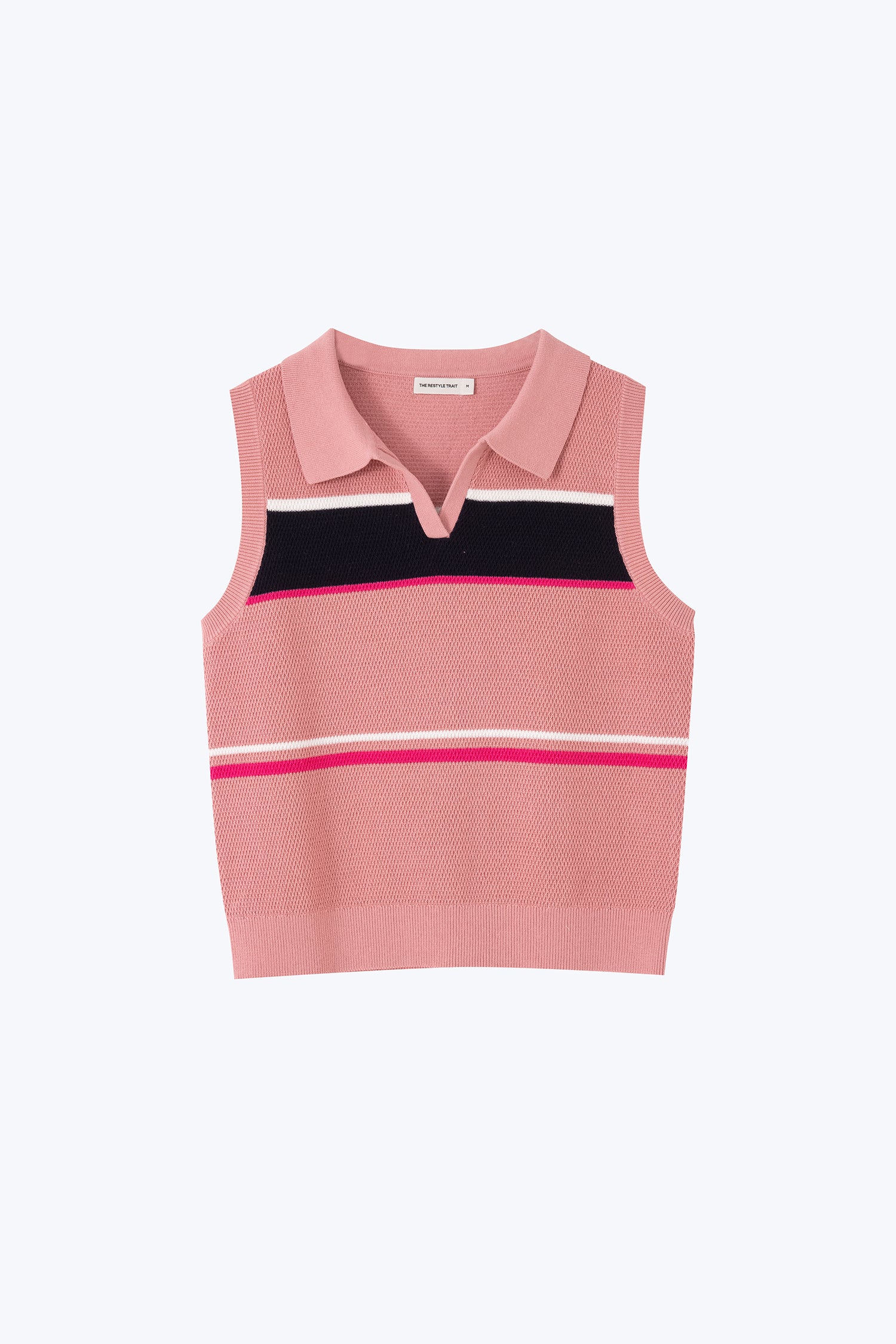Multicolour Stripe Knitted Vest - Blush