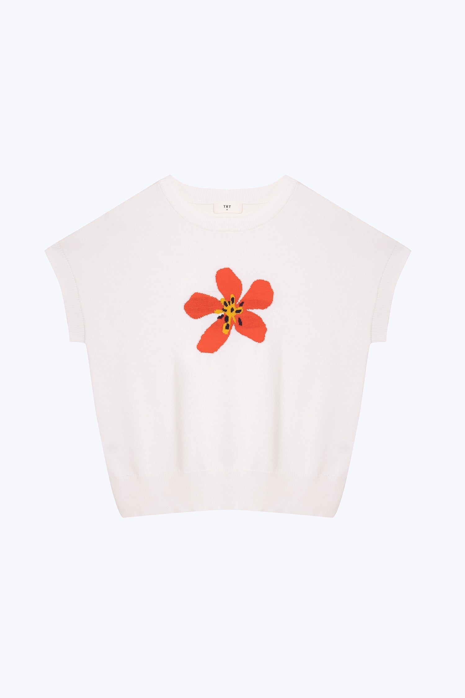 Knitted Floral Top - Cream