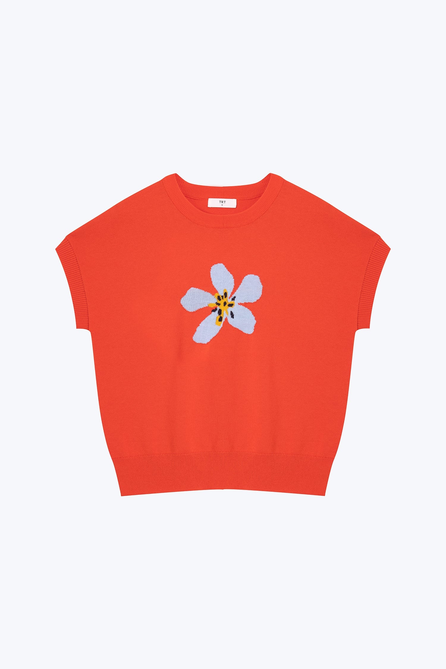 Knitted Floral Top - Vermillion
