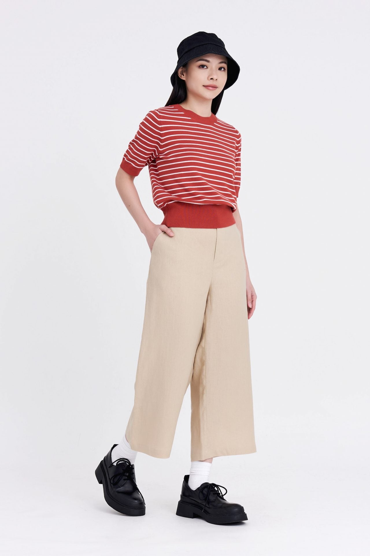 Linen Fly Front Pants