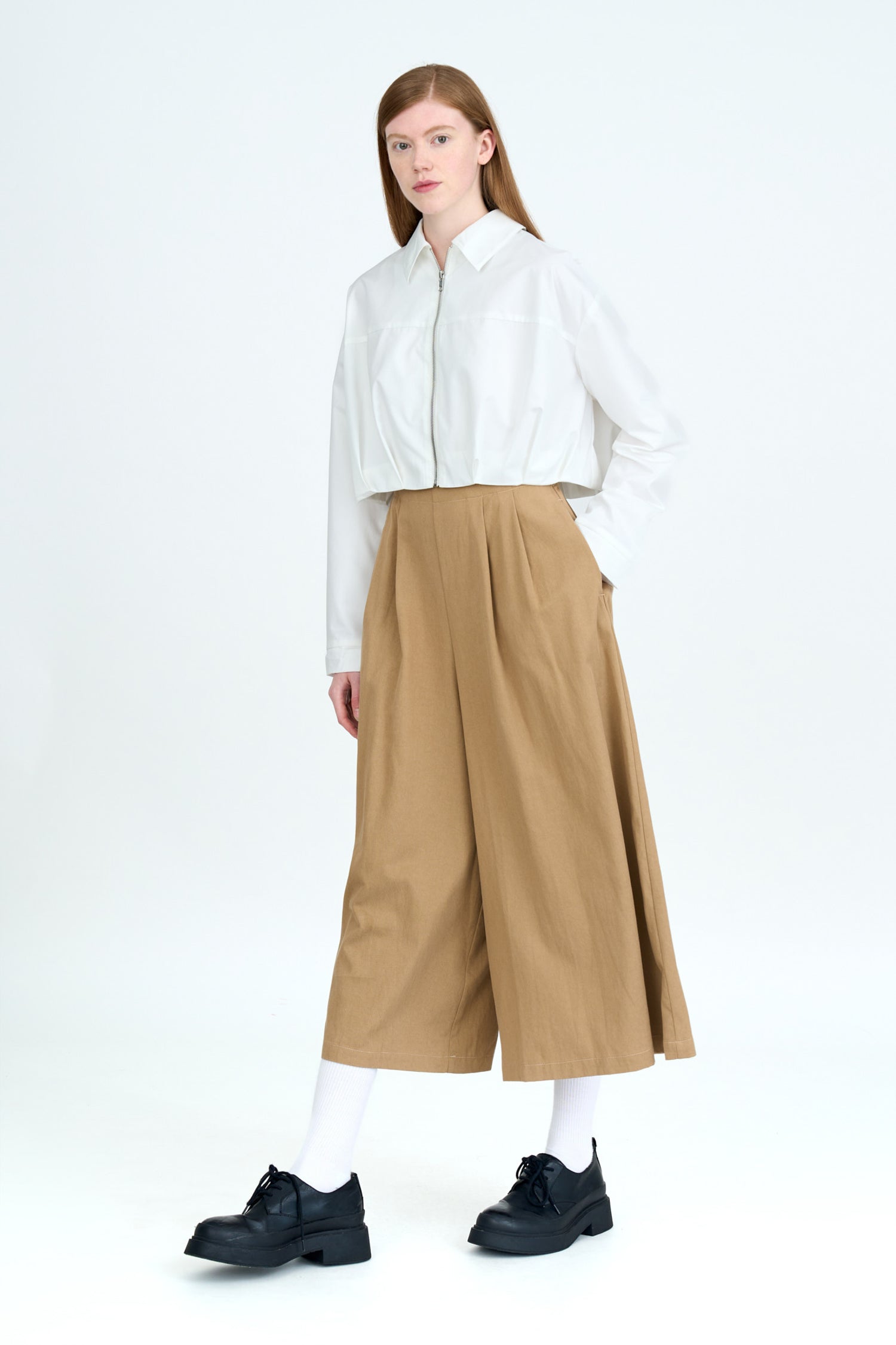 Pleated Culottes - Khaki