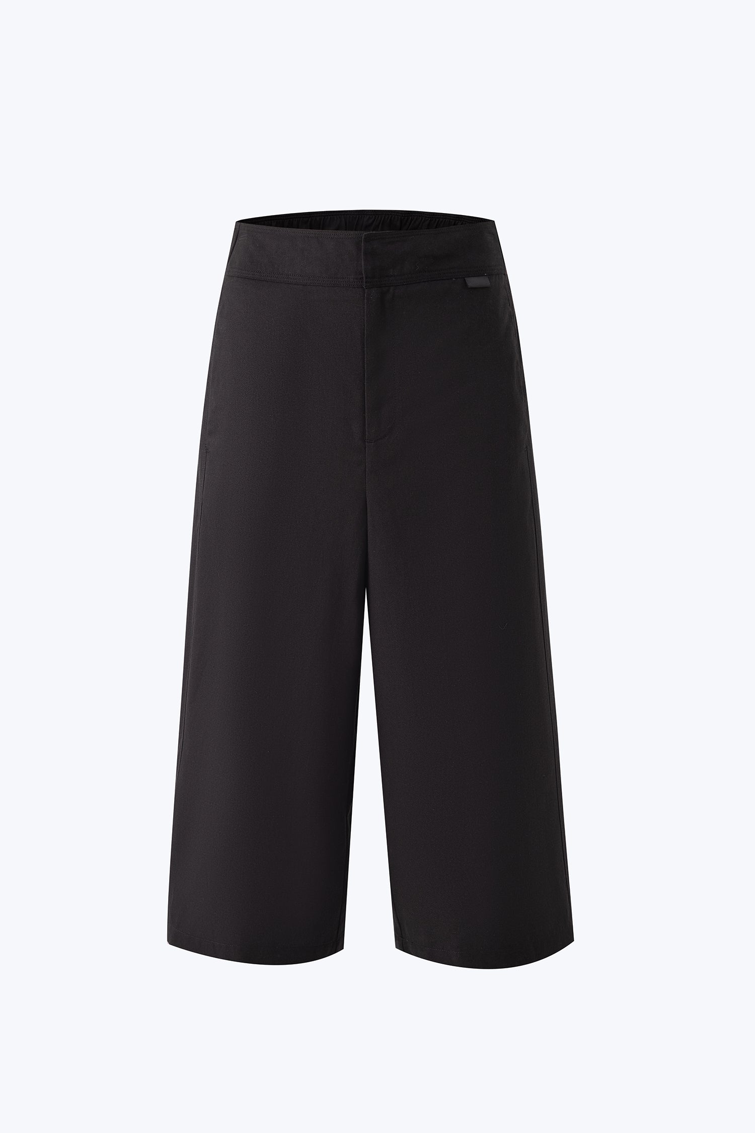 Double Button Midi Wide Leg Pants - Black