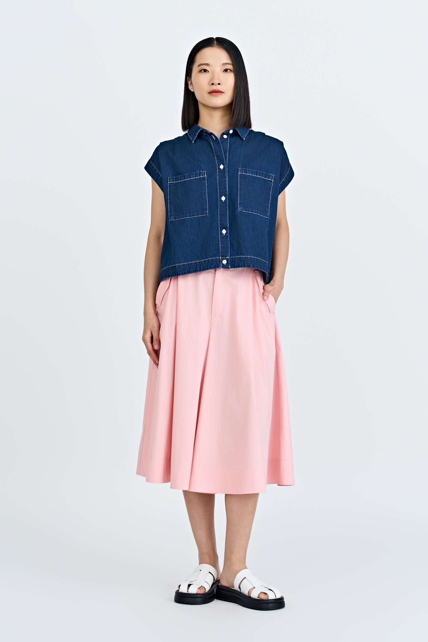 Flap Pocket Flare Pants - Blush