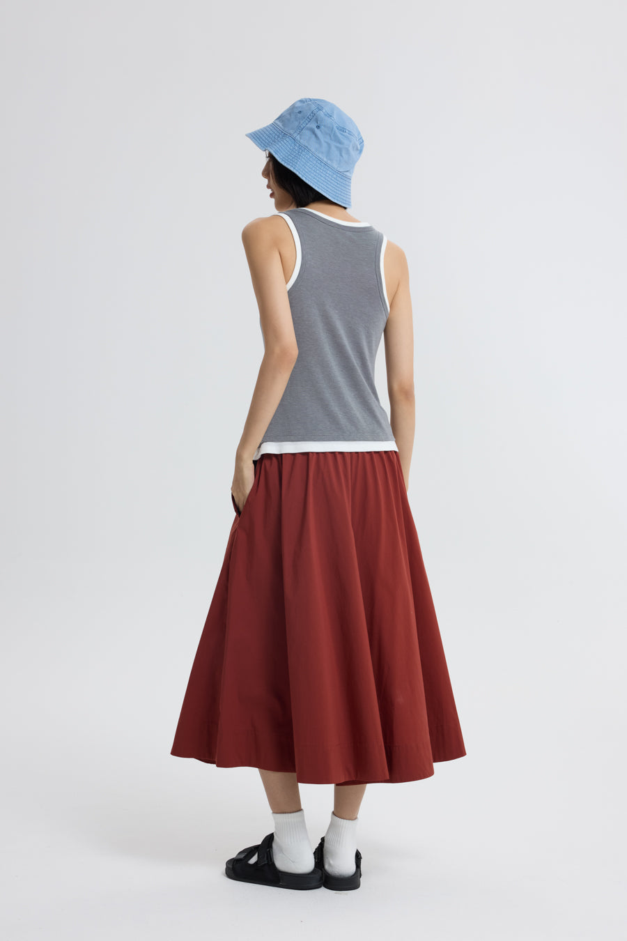 Flap Pocket Flare Pants - Burnt Orange