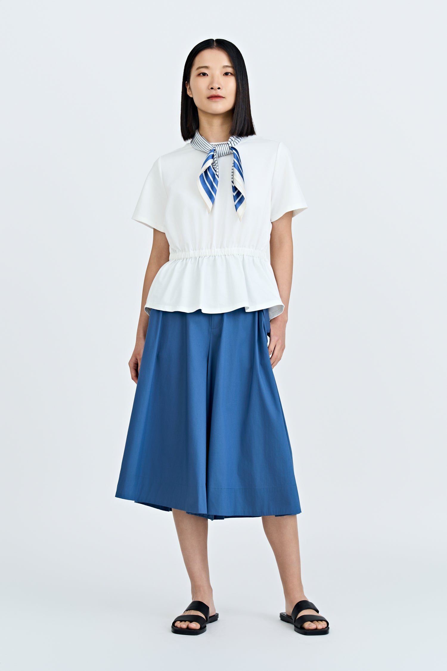 Flap Pocket Flare Pants - Denim Blue