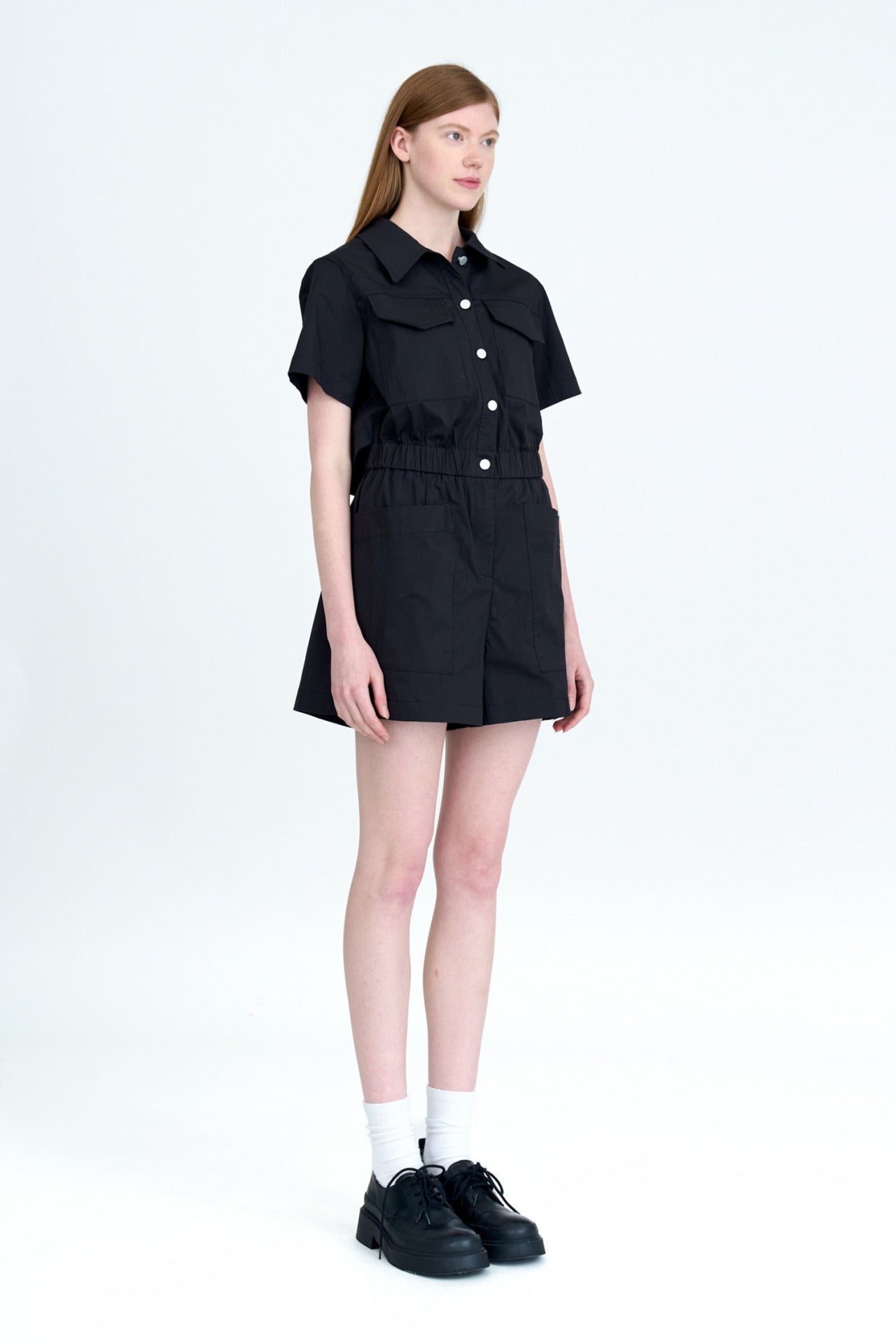 Patch Pocket Romper - Black