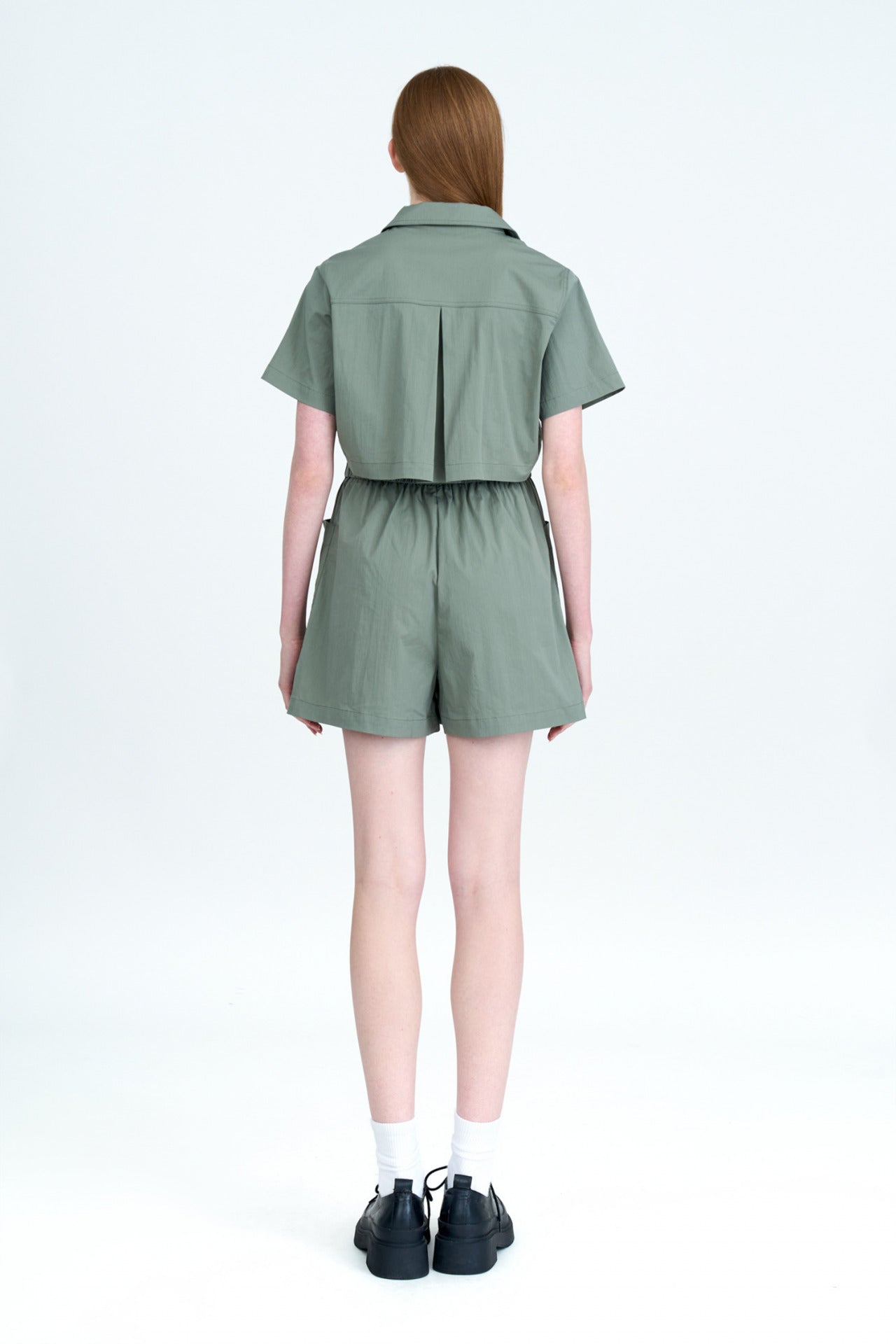 Patch Pocket Romper - Khaki Green