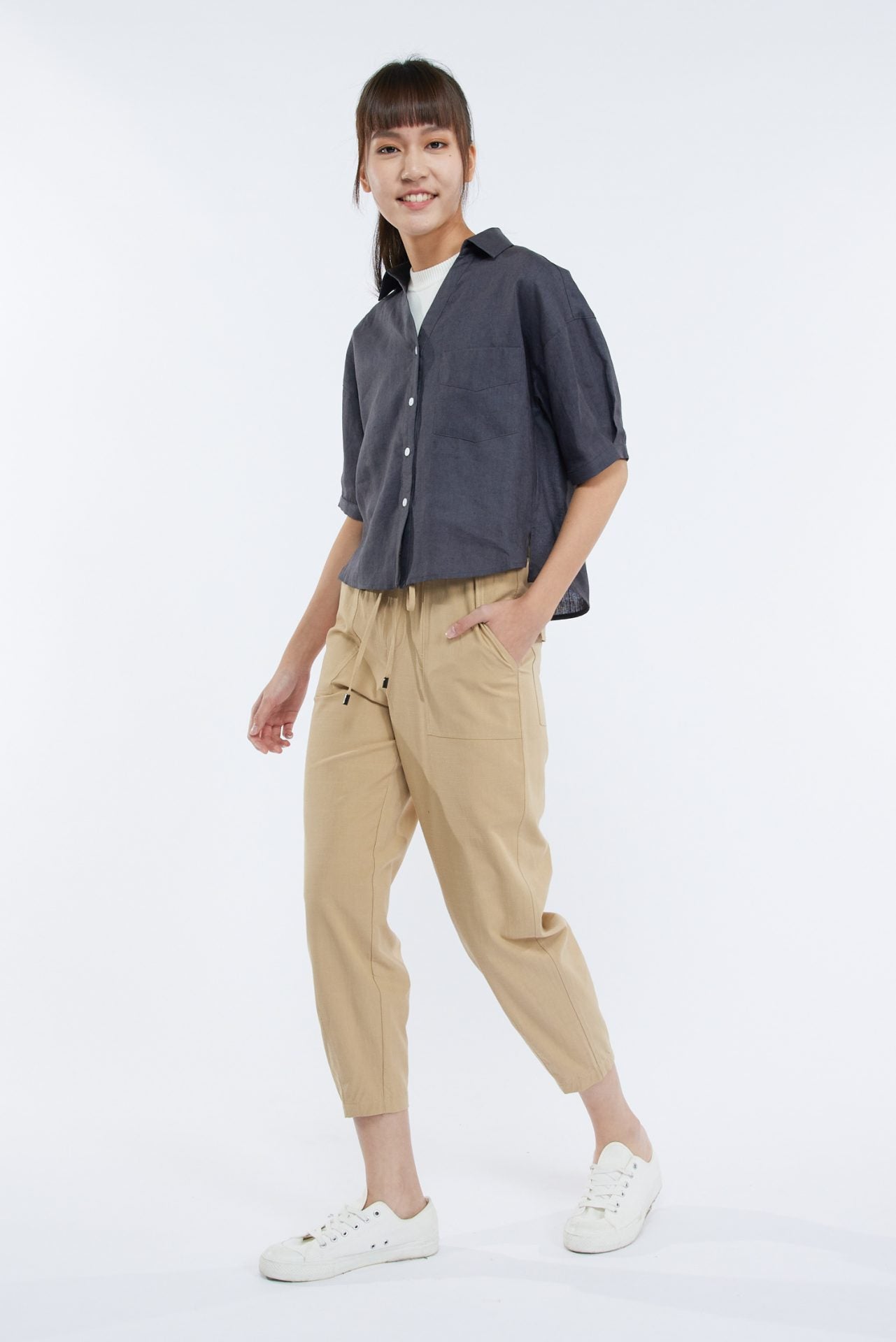 Drawstring Pull-Up Joggers