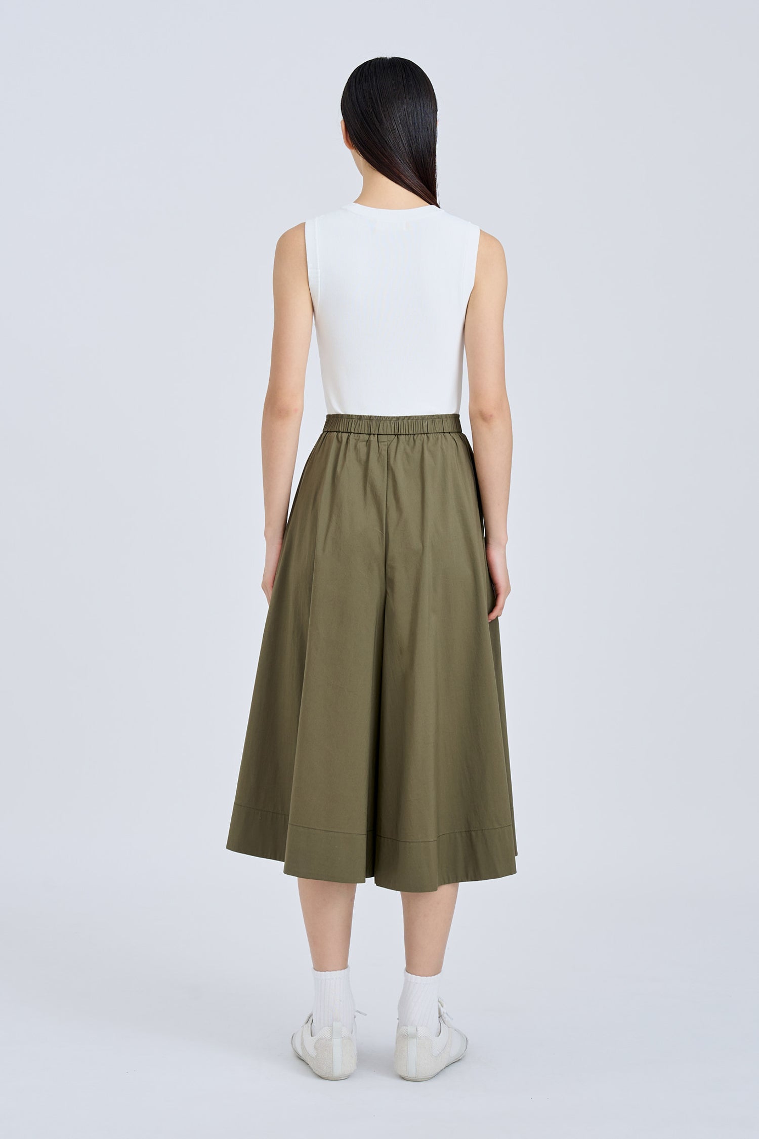 Wide-Legged Culottes - Khaki Green
