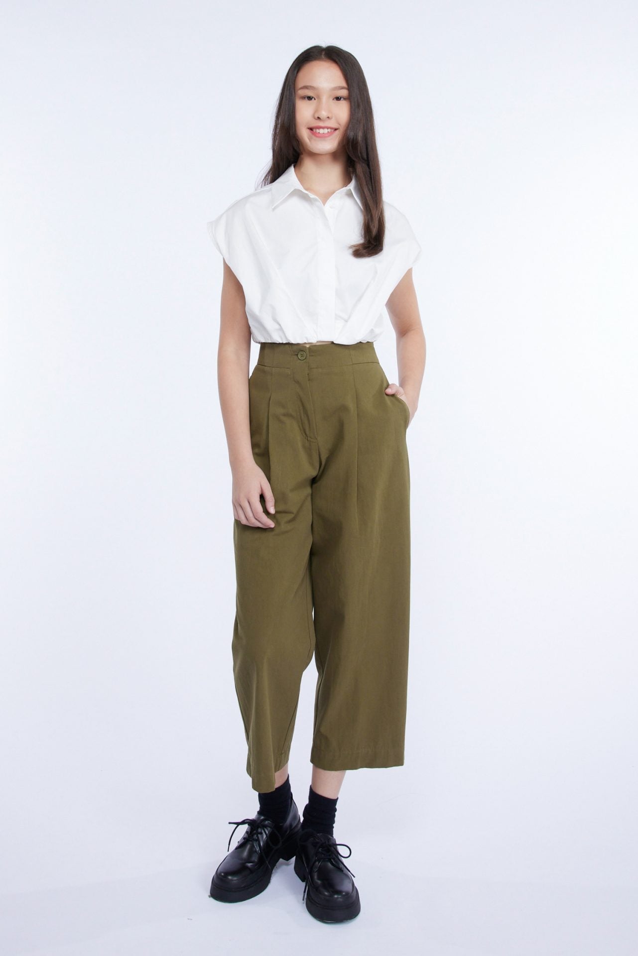 Cotton Front Pleat Pants