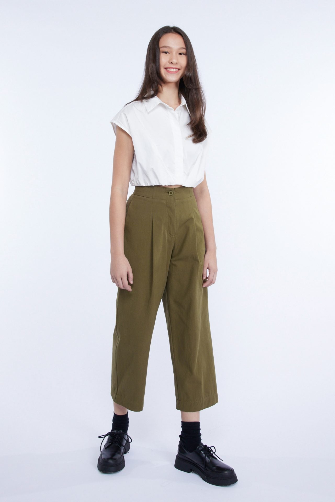 Cotton Front Pleat Pants