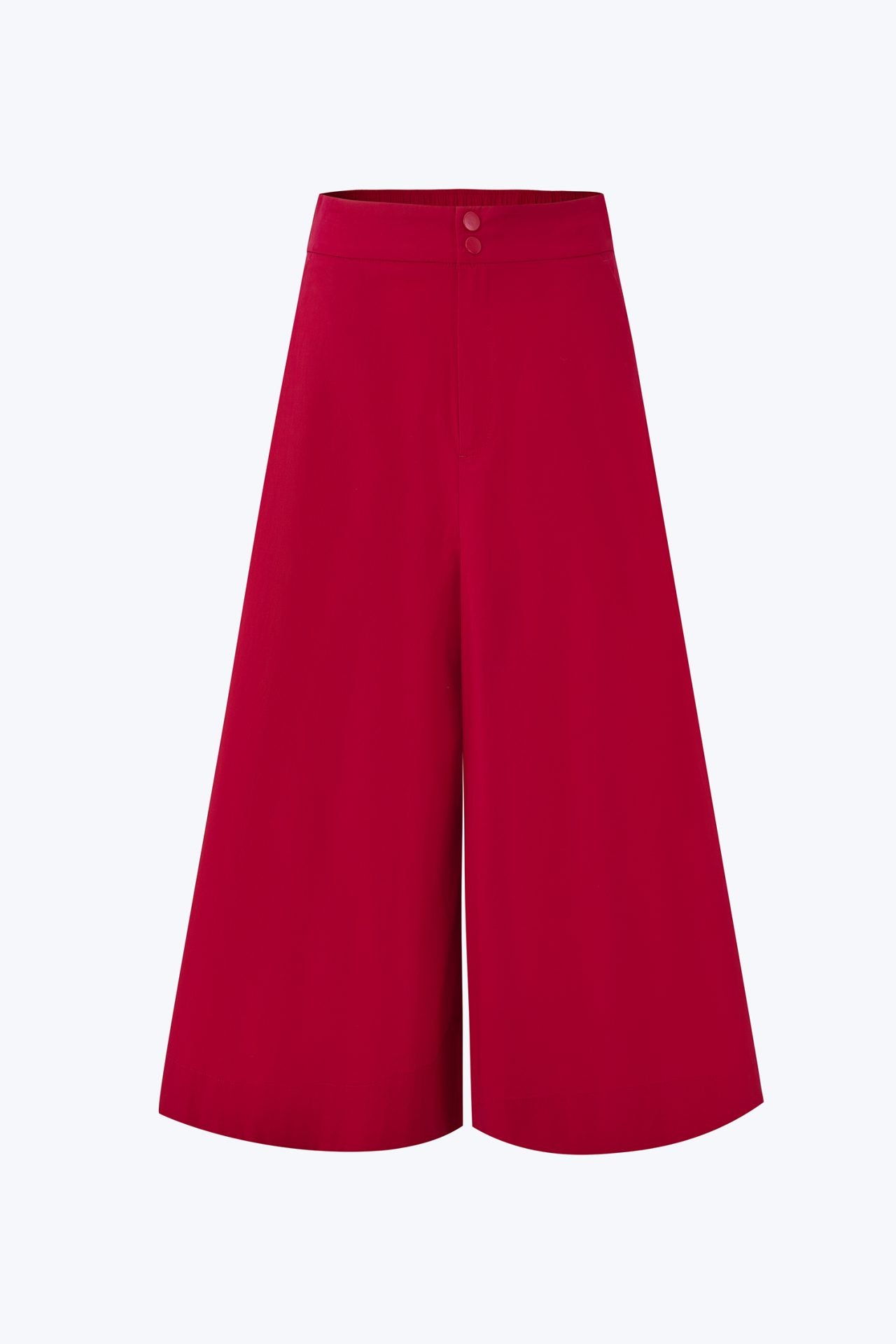 Patch Pocket Wide-Legged Pants - Red