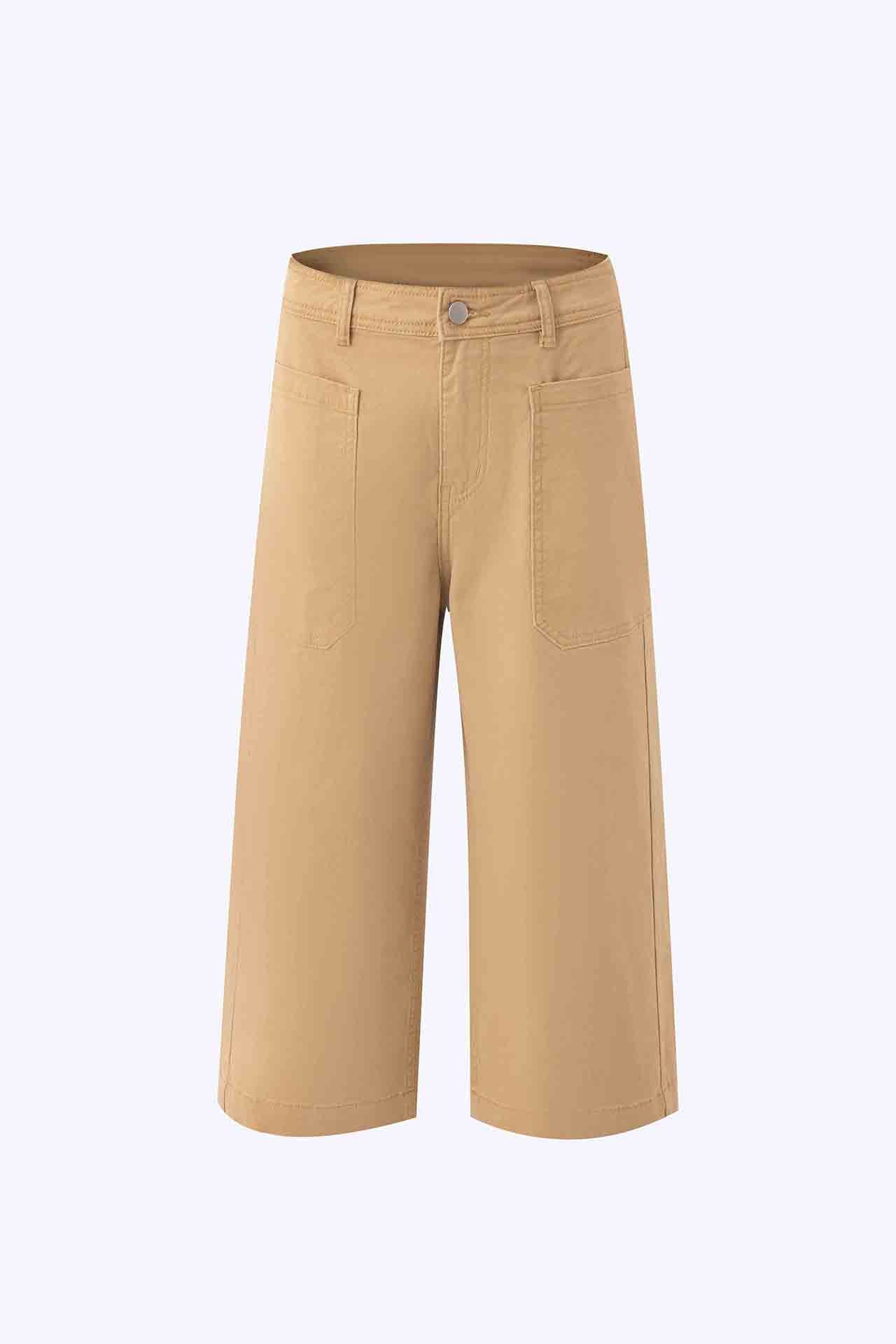 Patch Pocket Culottes - Khaki