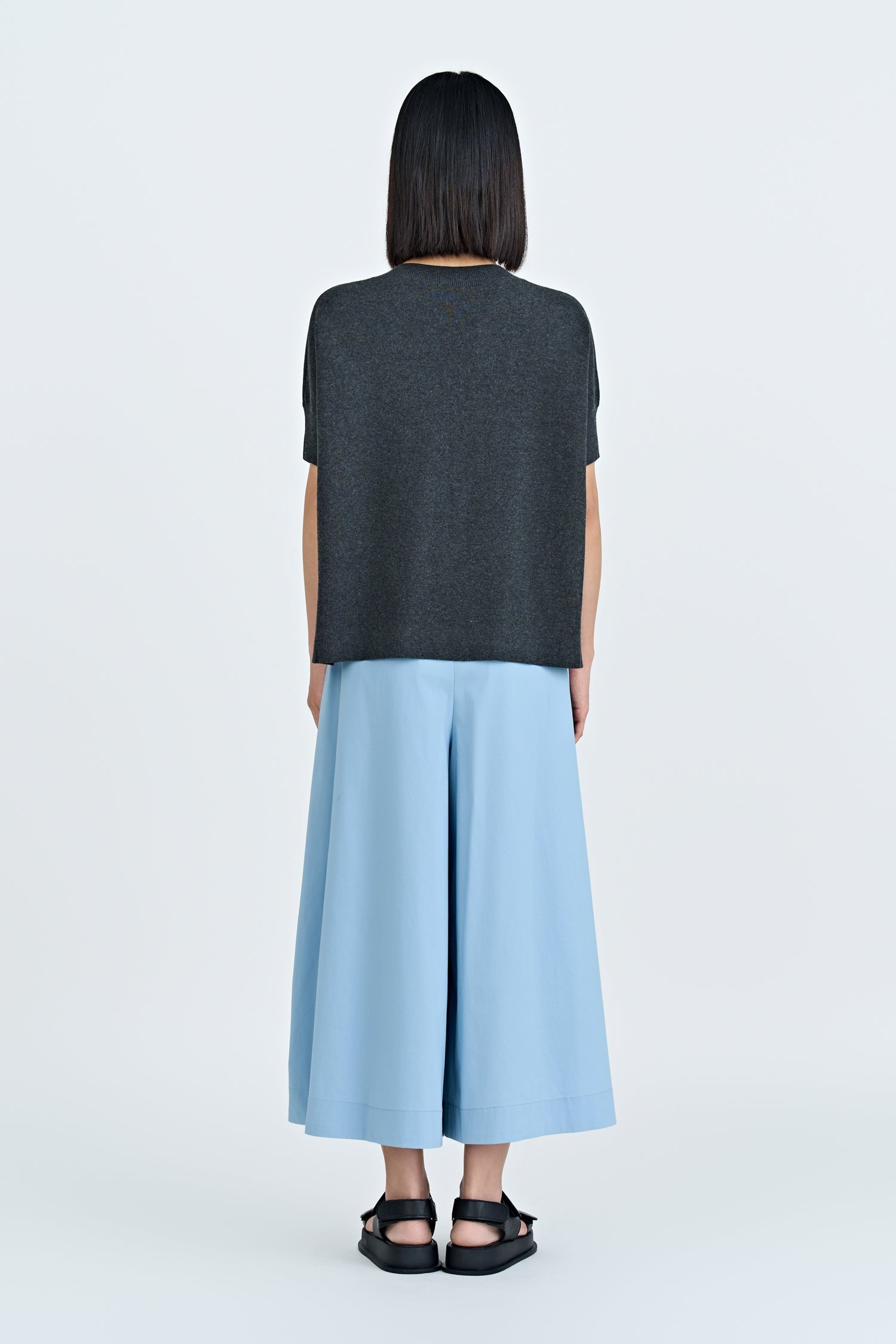 Double Button Flare Pants - Dusty Blue