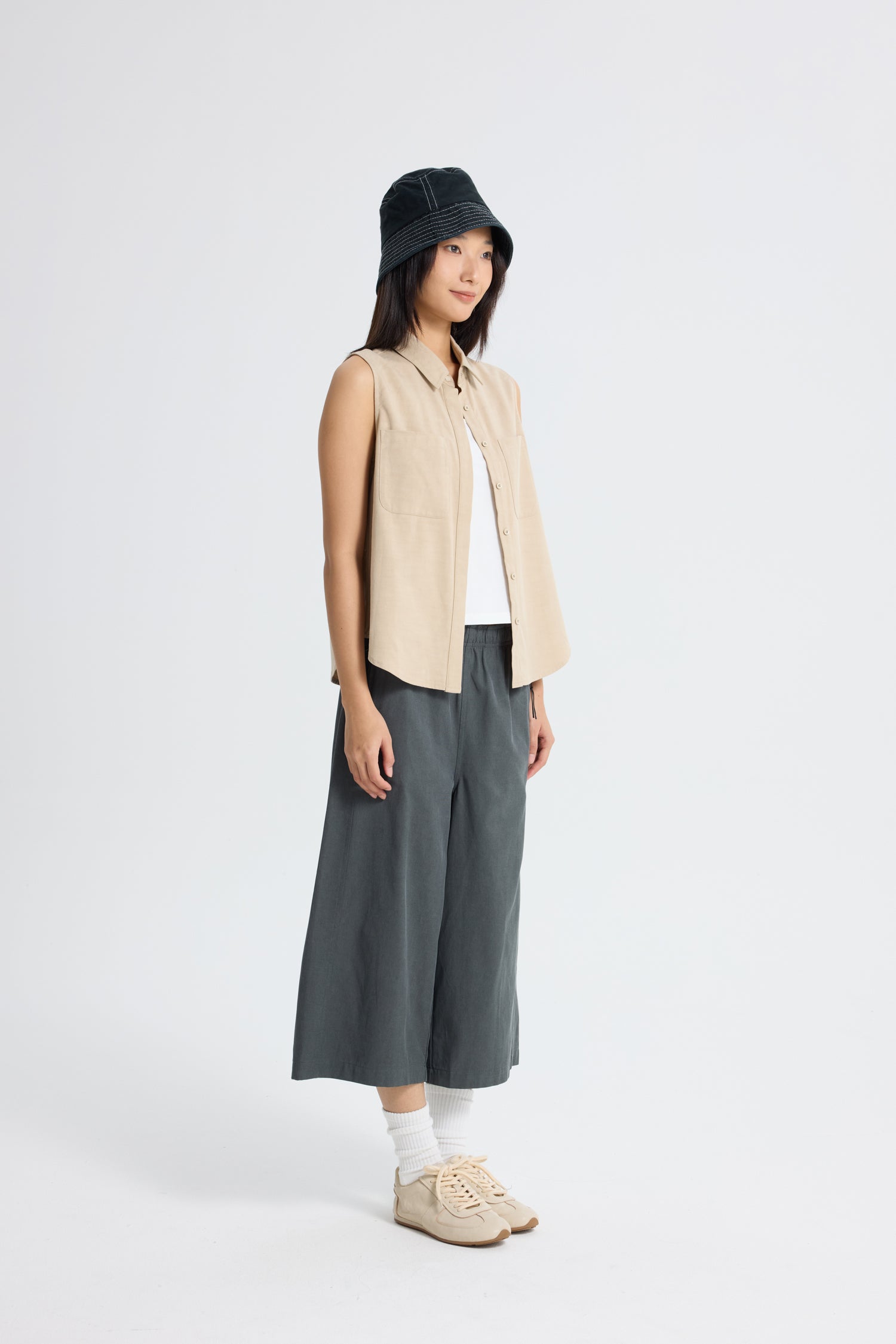 Zipper Pocket Culottes - Charcoal