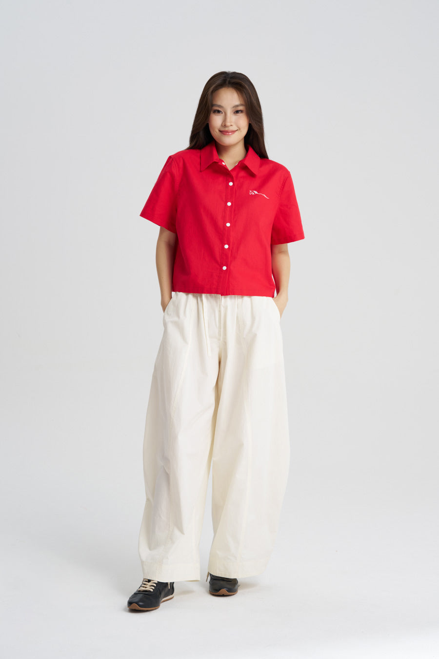 Paperbag Balloon Pants - Cream