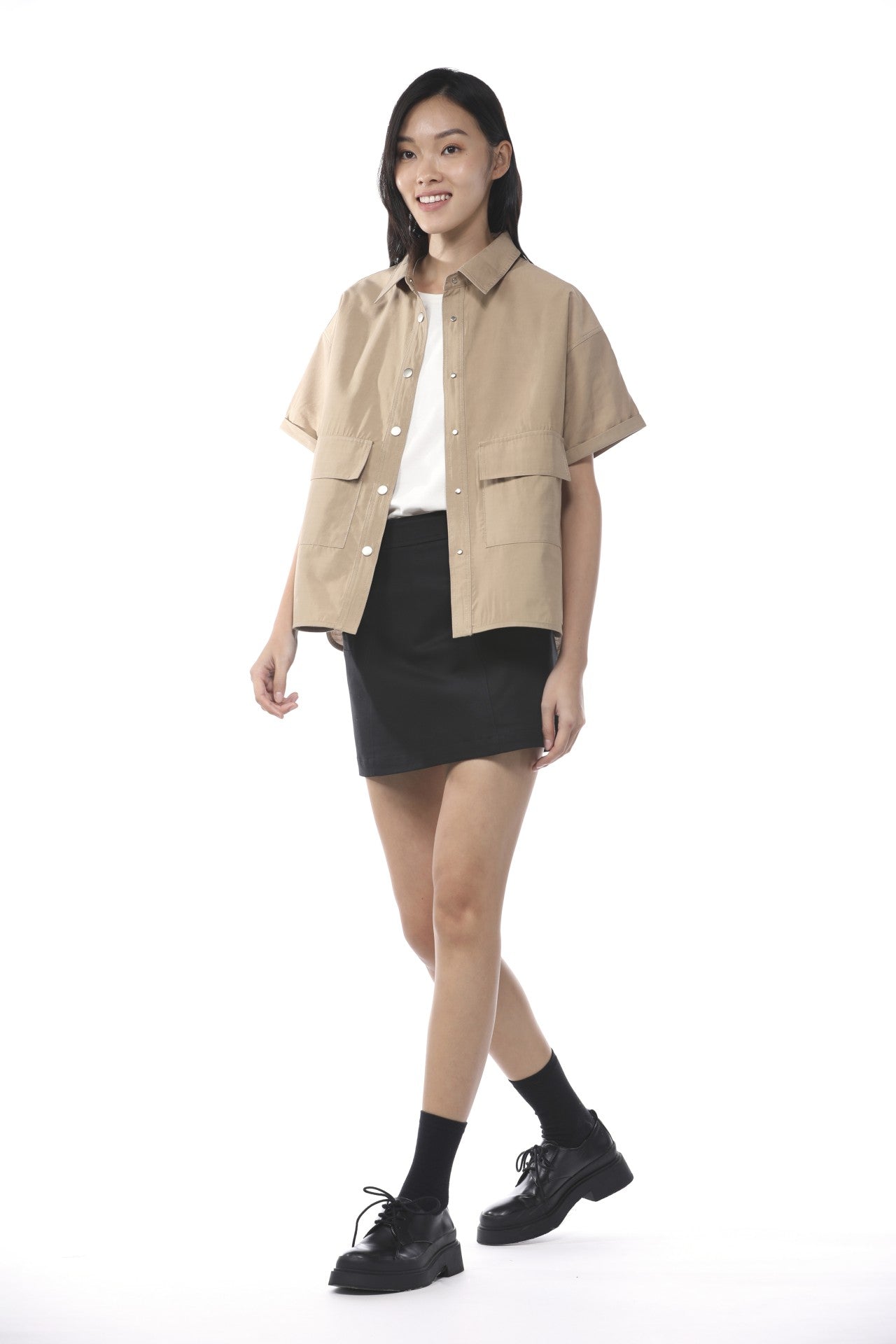 Cotton Patch Pocket Skirt - Black