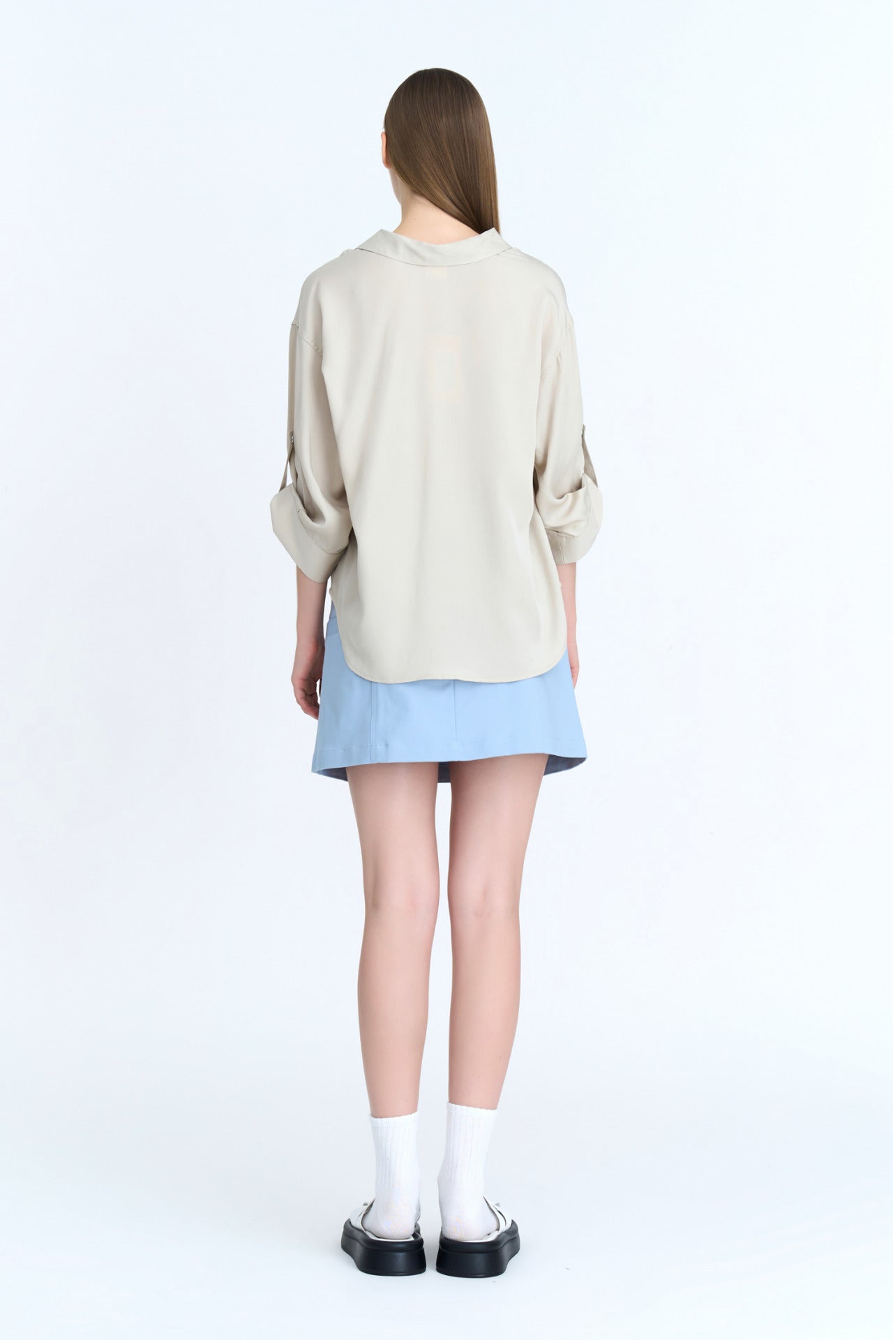 Cotton Patch Pocket Skirt - Dusty Blue