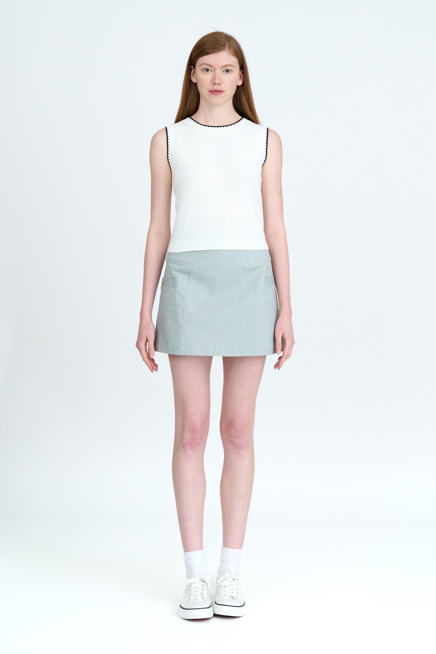 Cotton Patch Pocket Skirt - Mint
