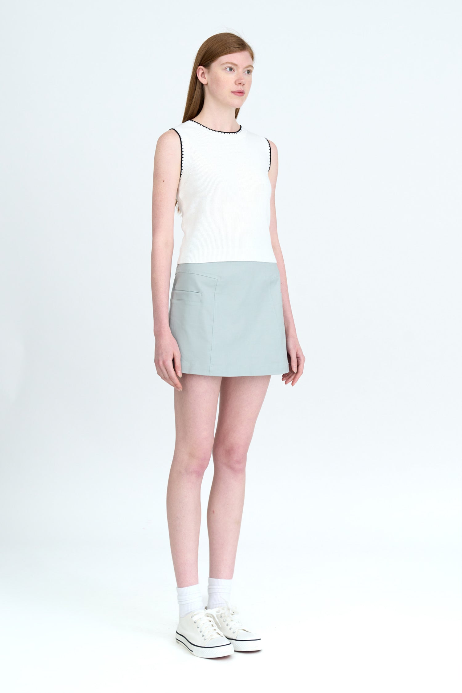 Cotton Patch Pocket Skirt - Mint
