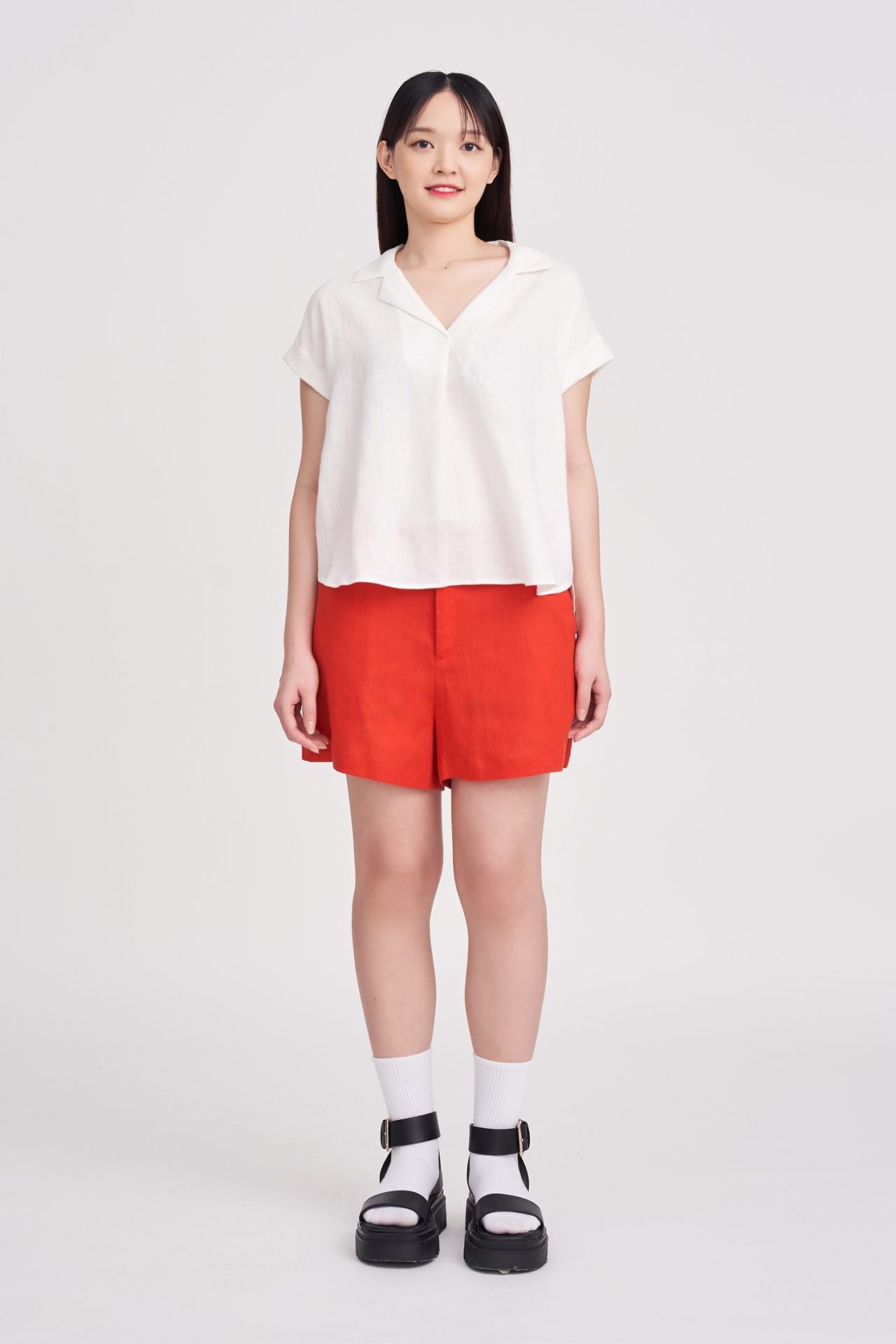 Linen Front Fly Shorts