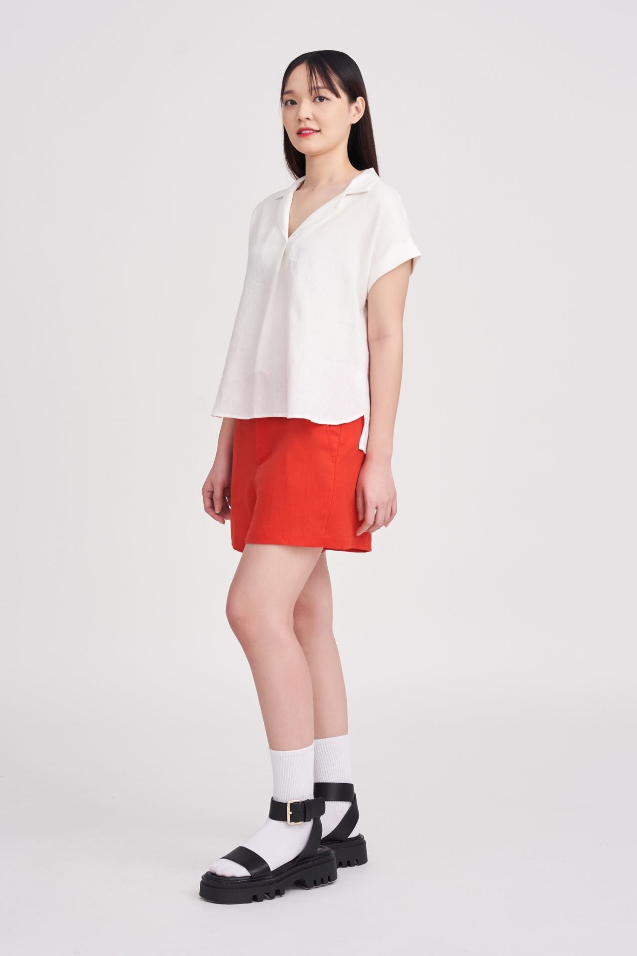 Linen Front Fly Shorts