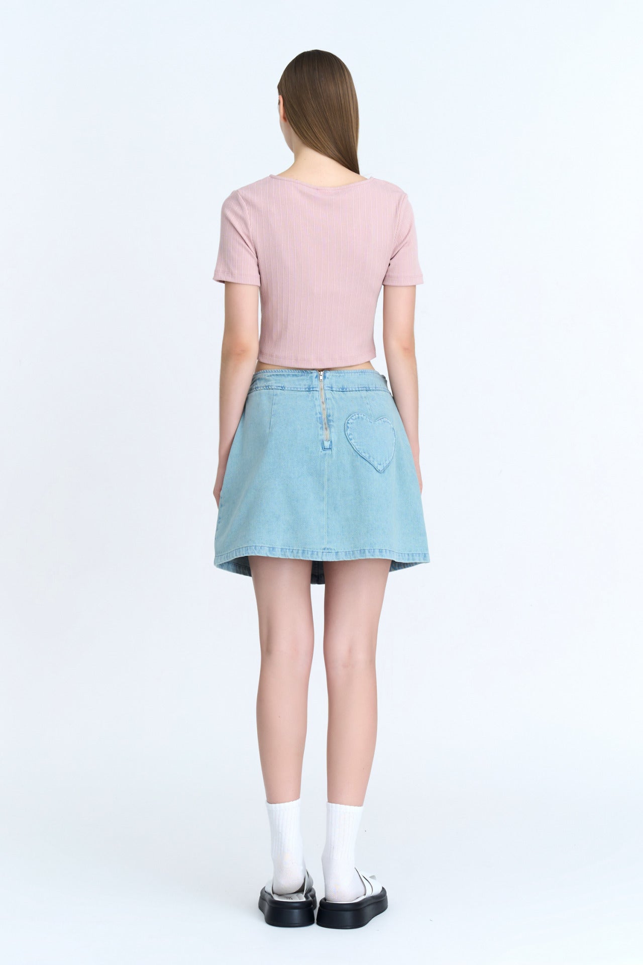 Denim Snap Buckle Skorts
