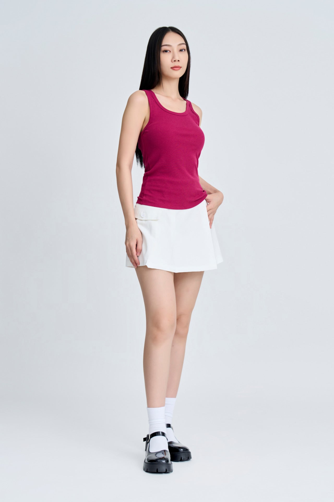 Pleated Skort - Cream