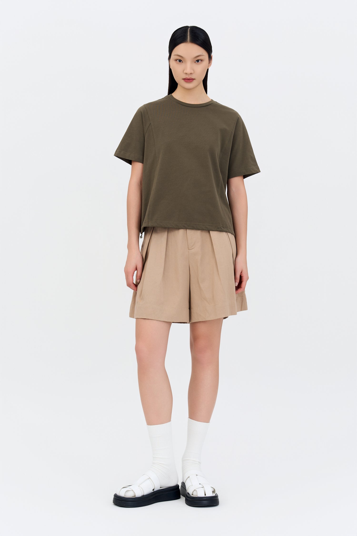 Double Pleated Shorts - Sand