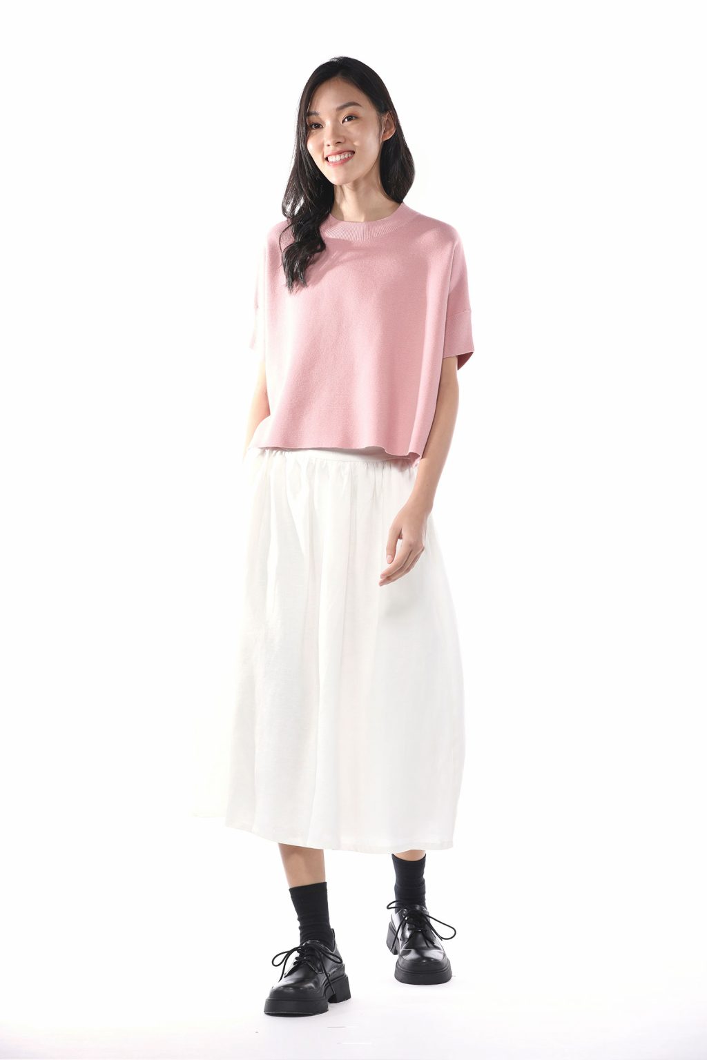 Wide Cut Knit Top - Blush