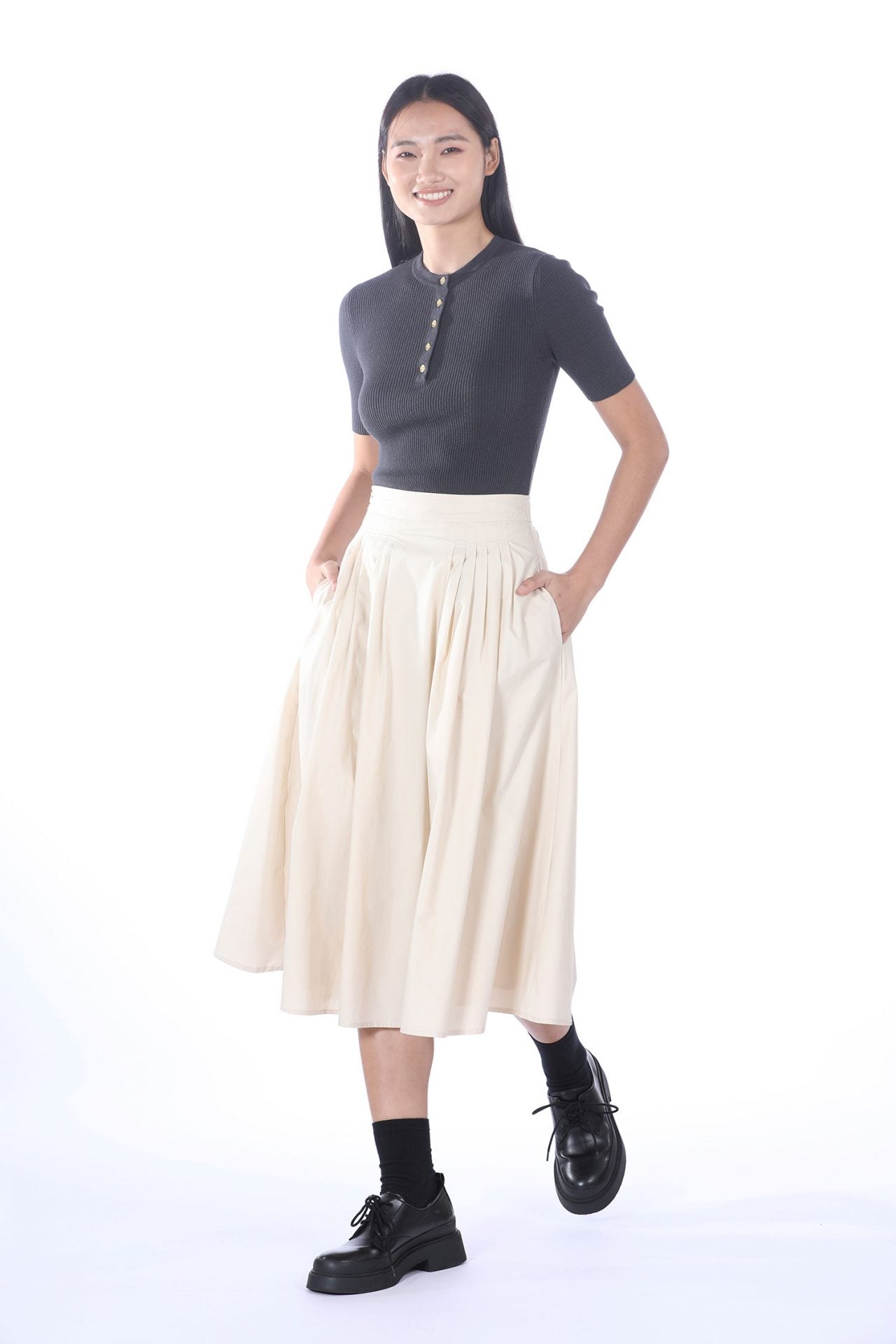 Cotton Pleated Skirt