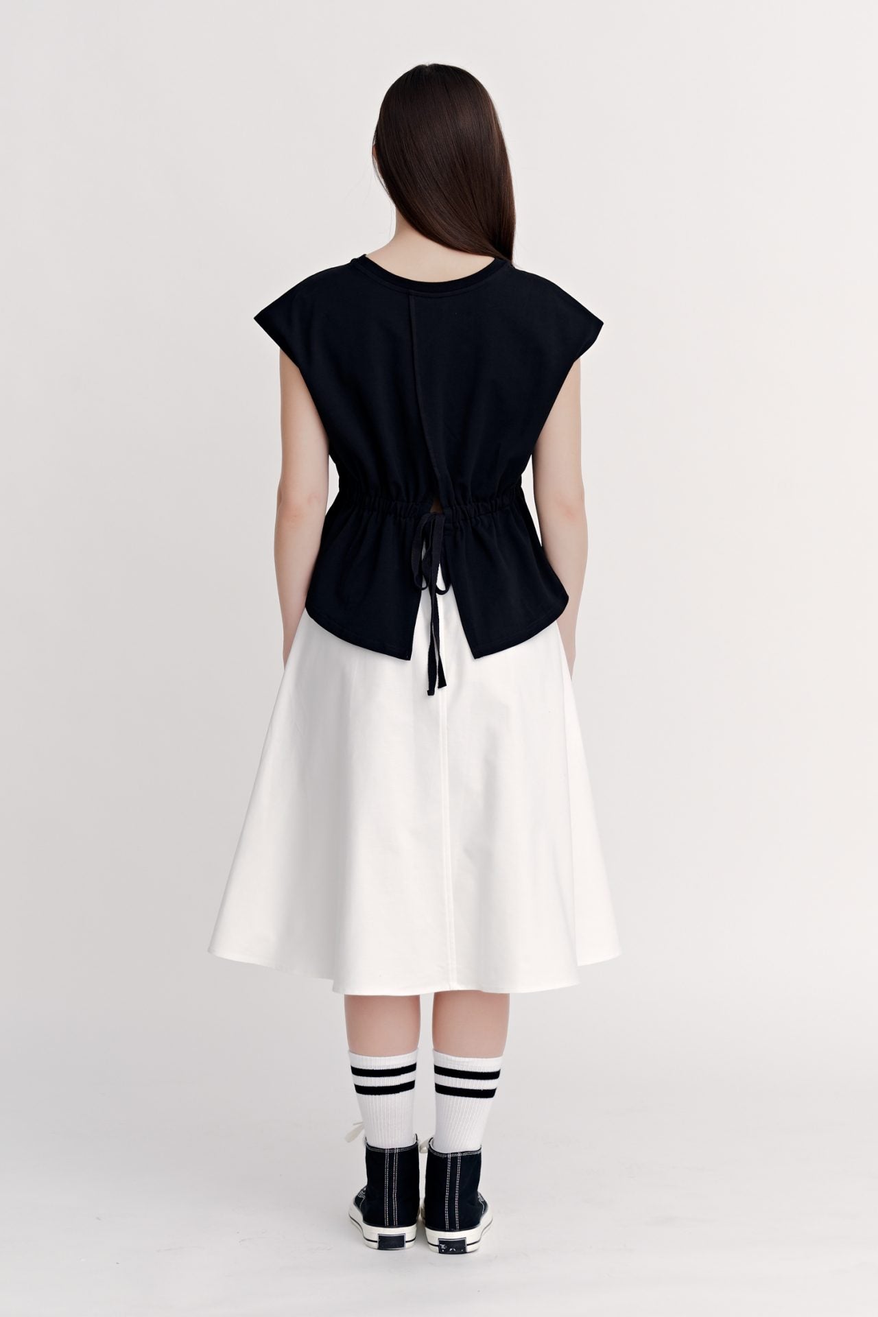 Seam Detail Circular Skirt - Cream