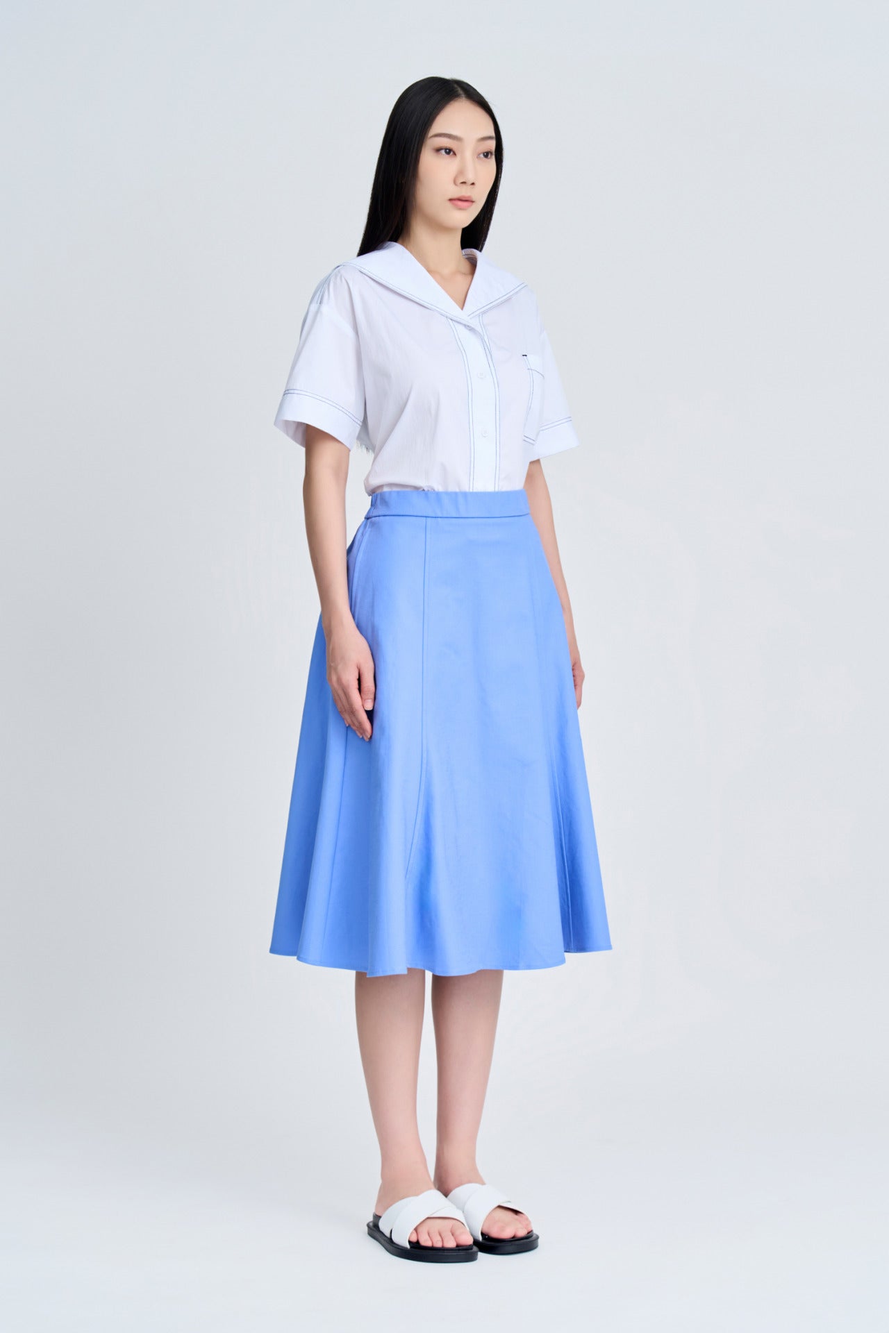Seam Detail Circular Skirt - Periwinkle