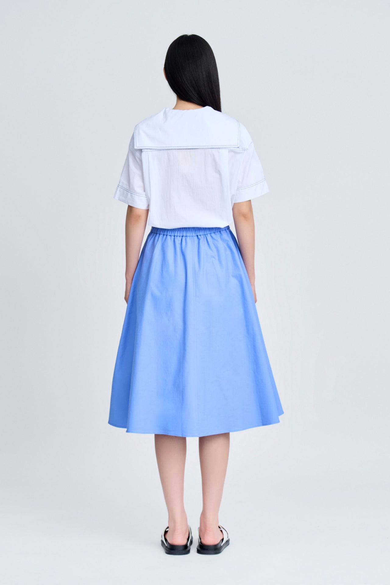 Seam Detail Circular Skirt - Periwinkle