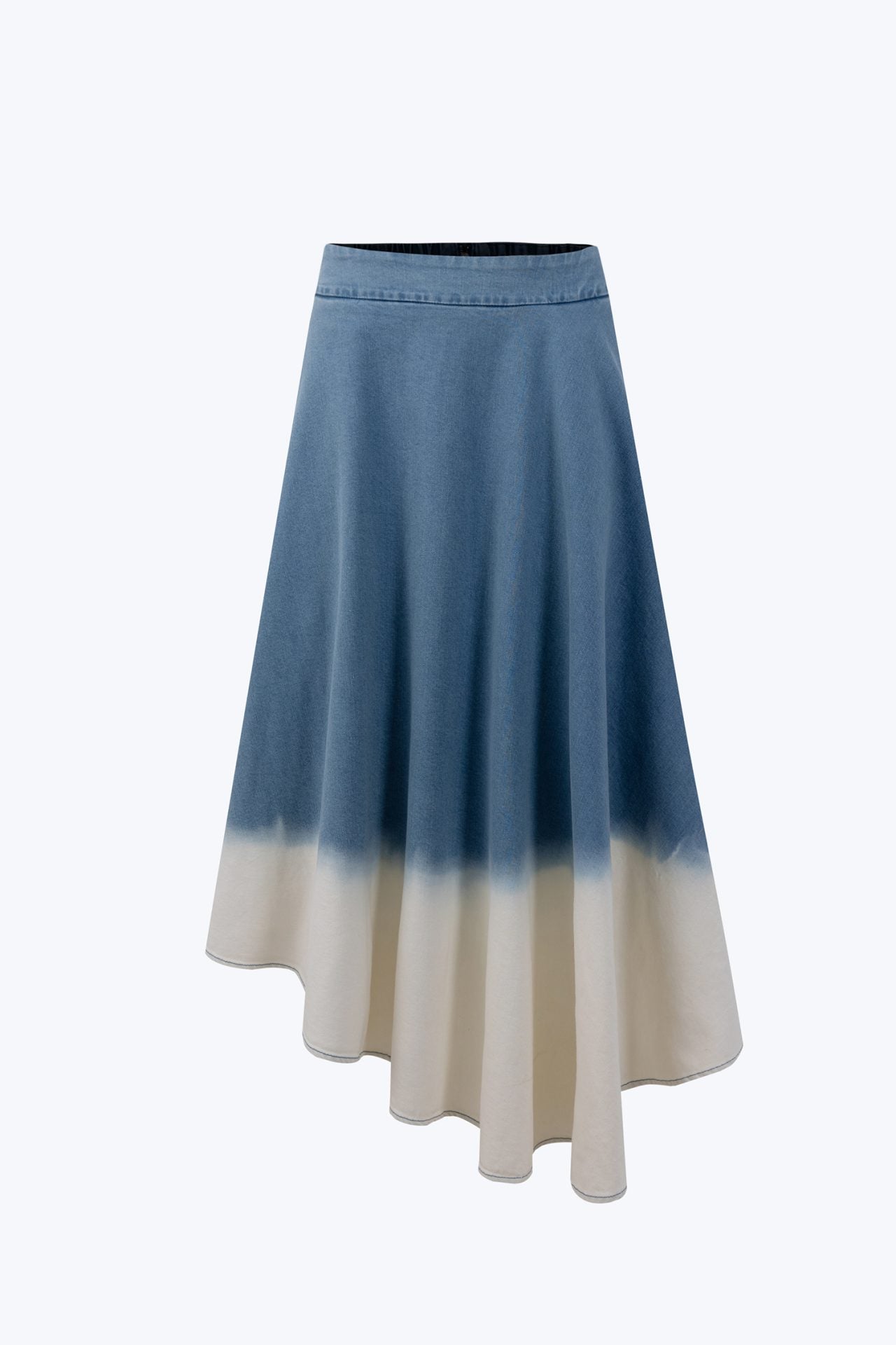 Washed Denim Asymmetric Skirt