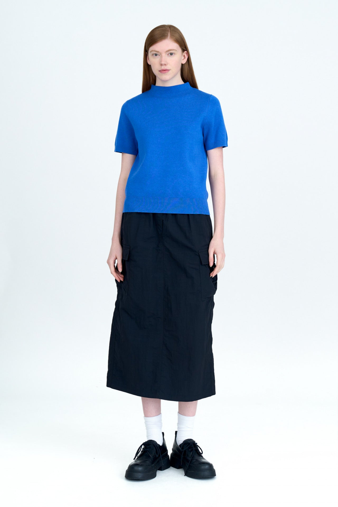 Elastic Waist Cargo Skirt - Black