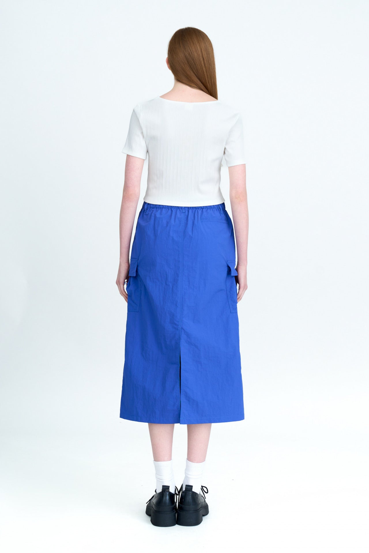 Elastic Waist Cargo Skirt - Cobalt