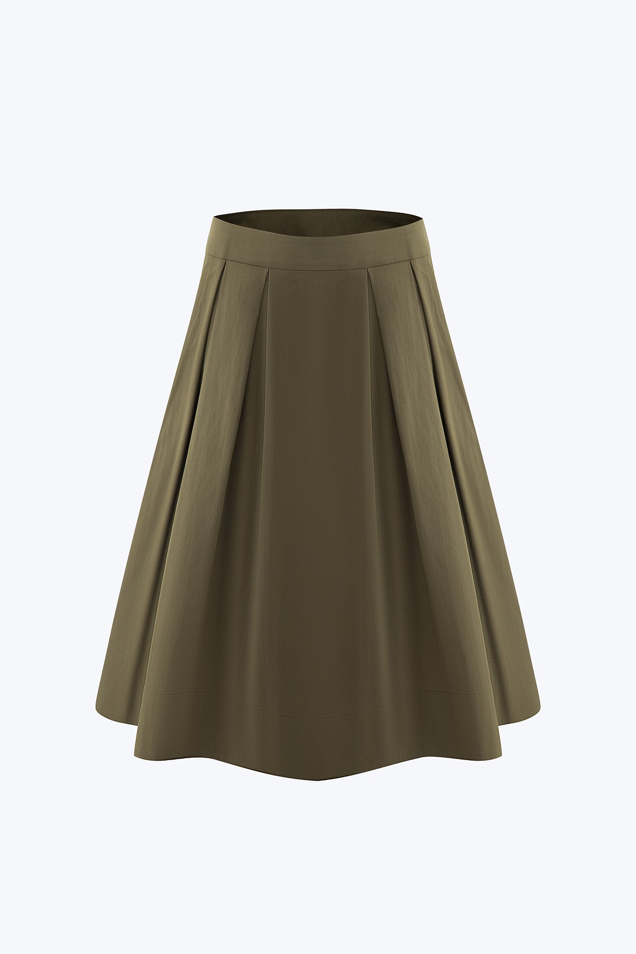 Pleated Flare Skirt - Army Green