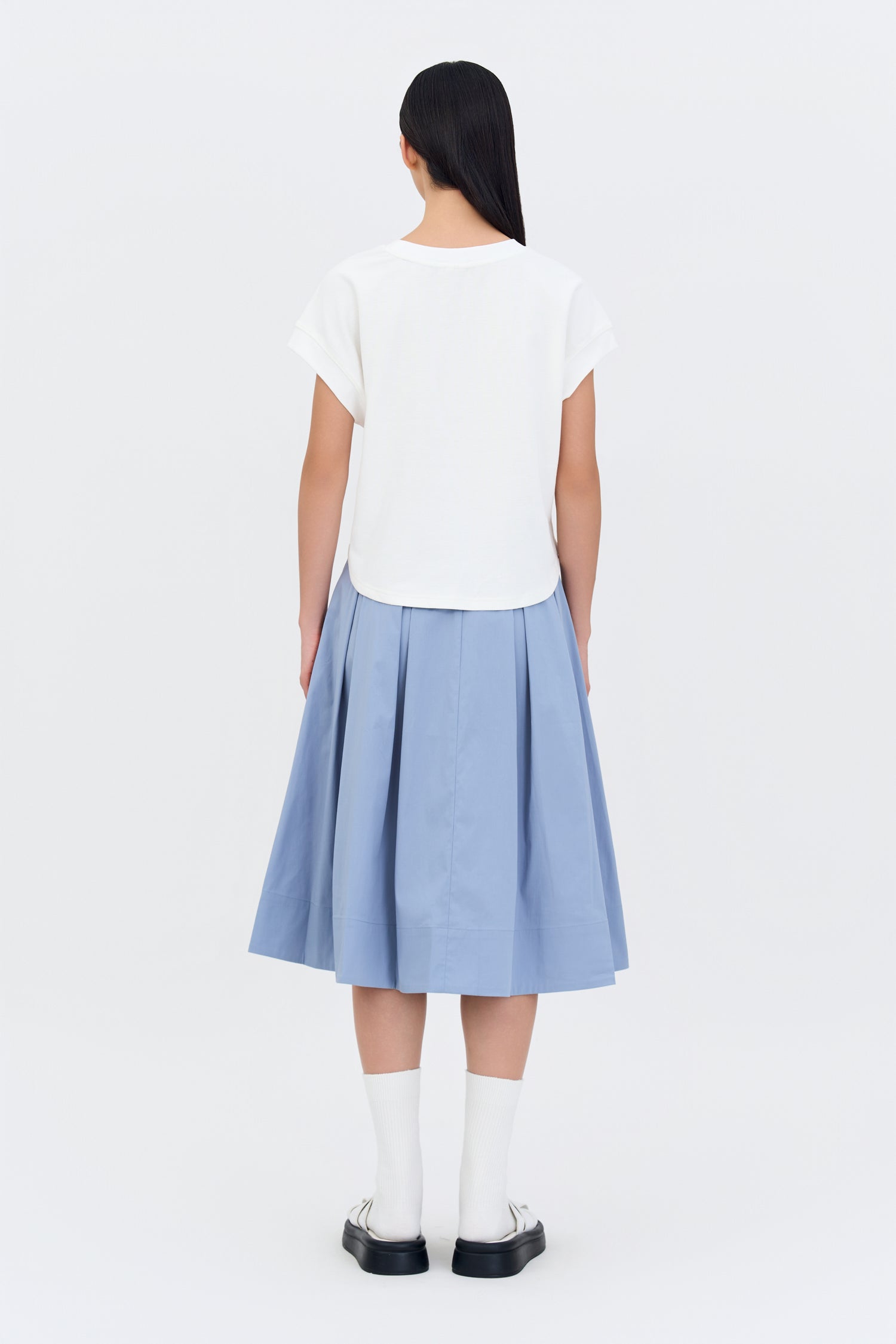 Pleated Flare Skirt - Dusty Blue