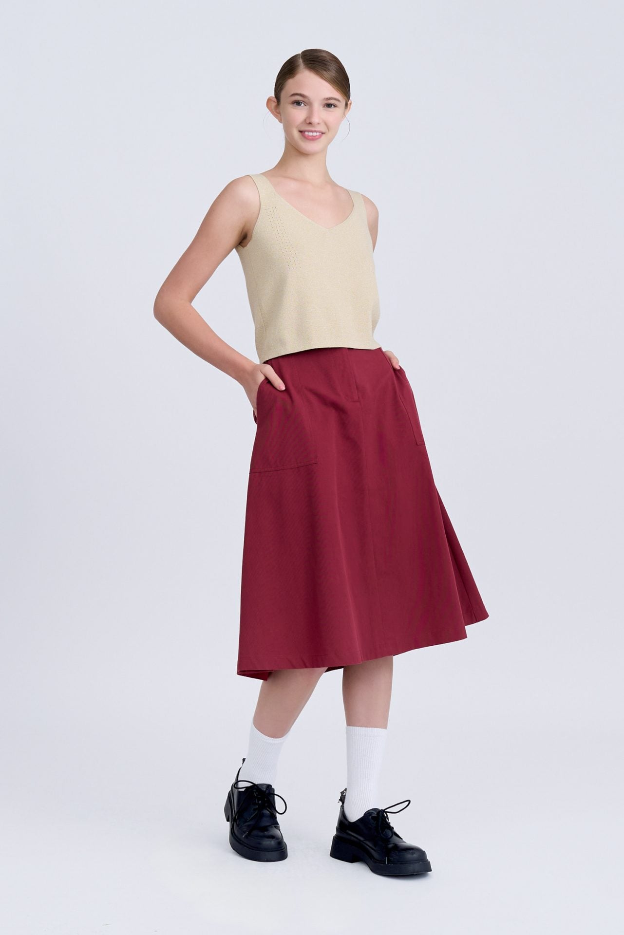 Front Fly Skirt - Burgundy