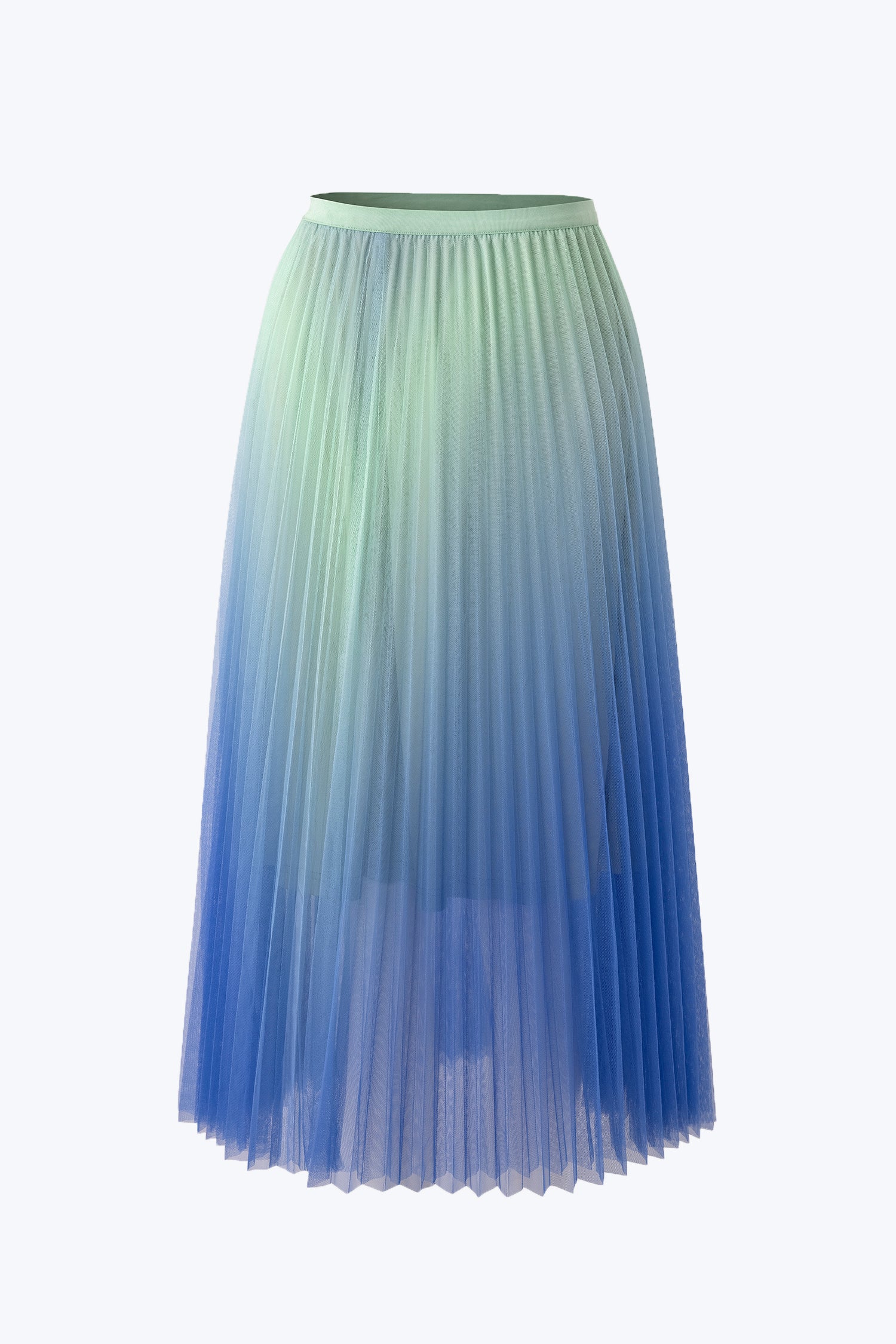 Gradient Pleated Mesh Skirt