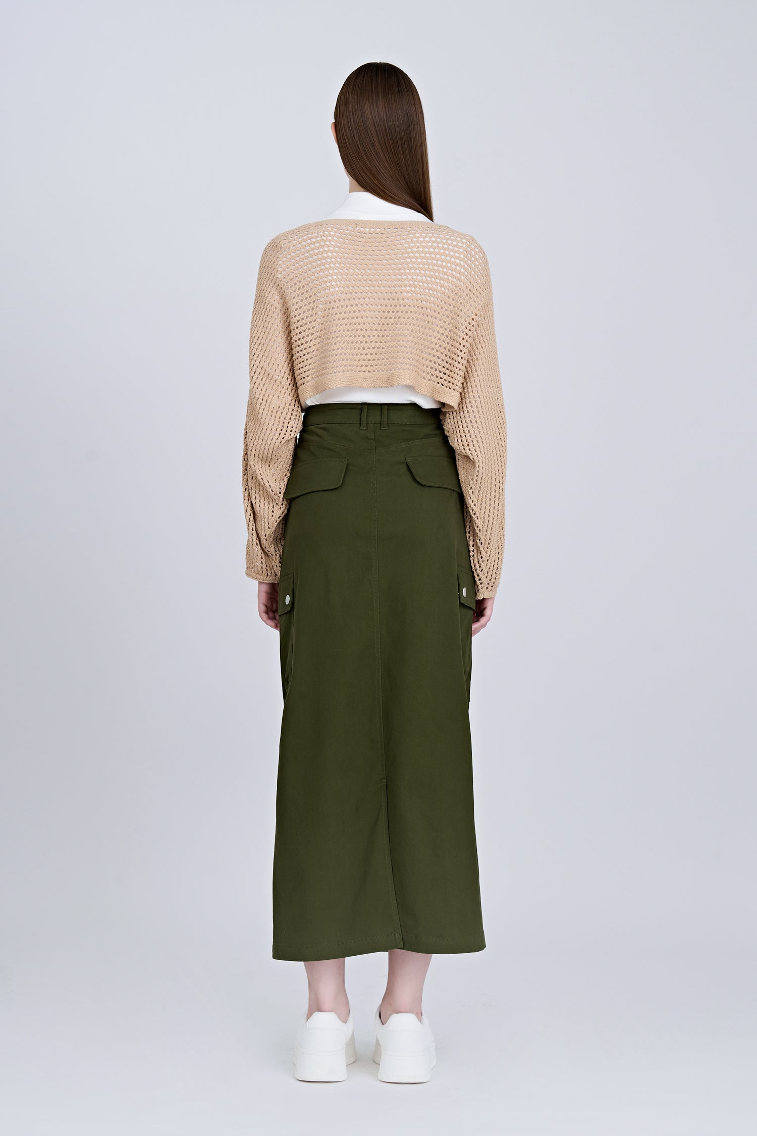 Front Fly Cargo Skirt - Army Green