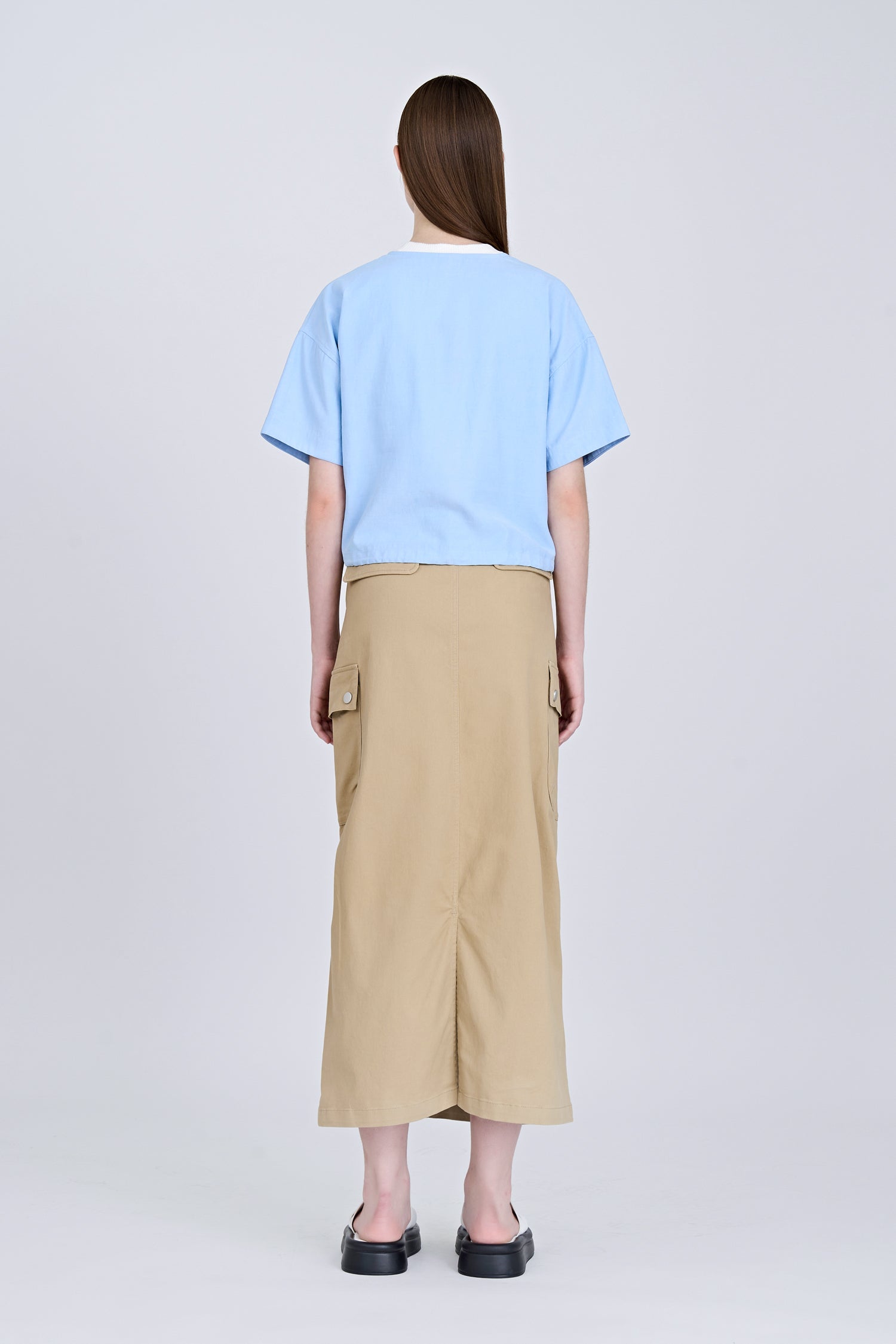 Front Fly Cargo Skirt - Khaki