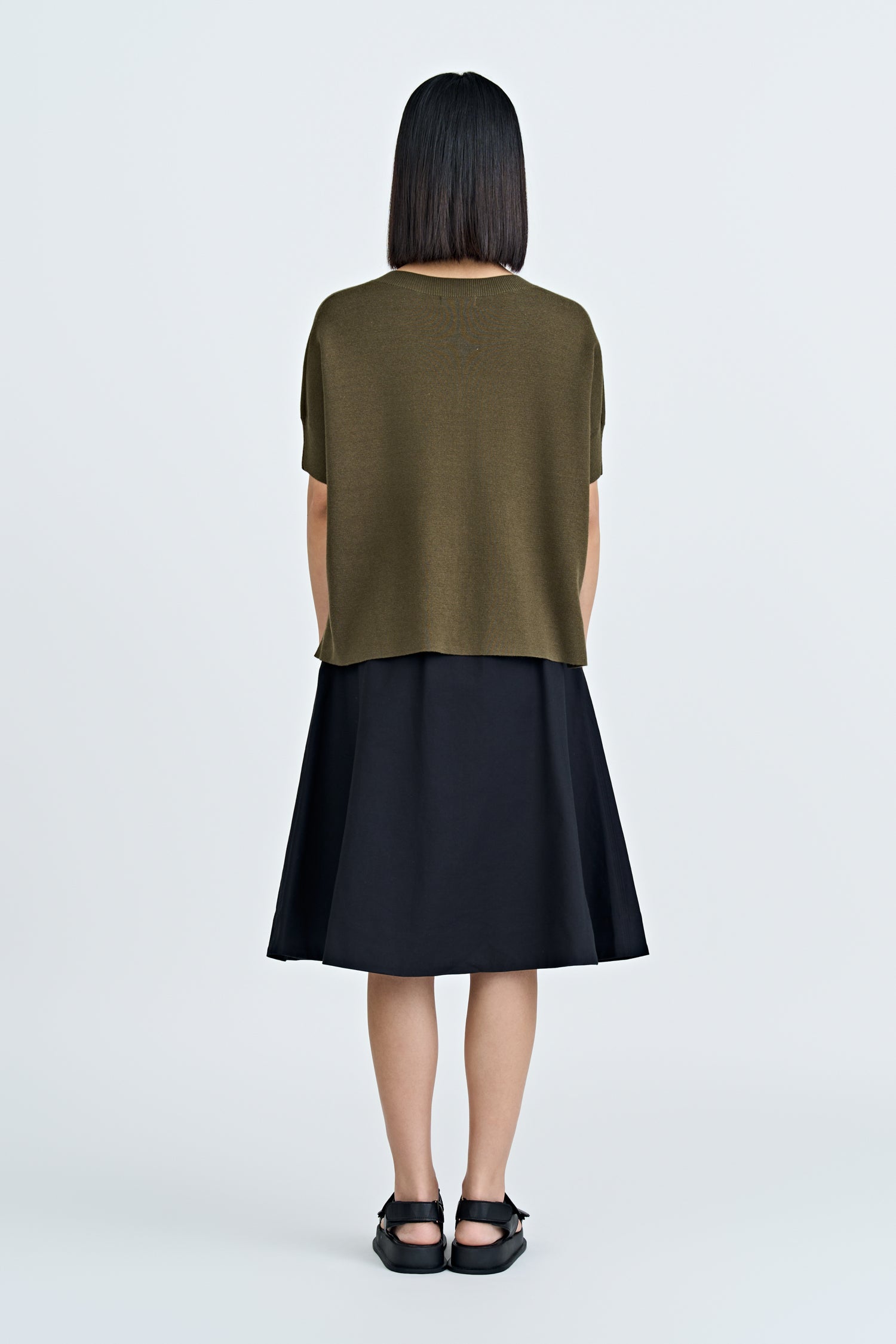 Panelled A-Line Skirt - Black