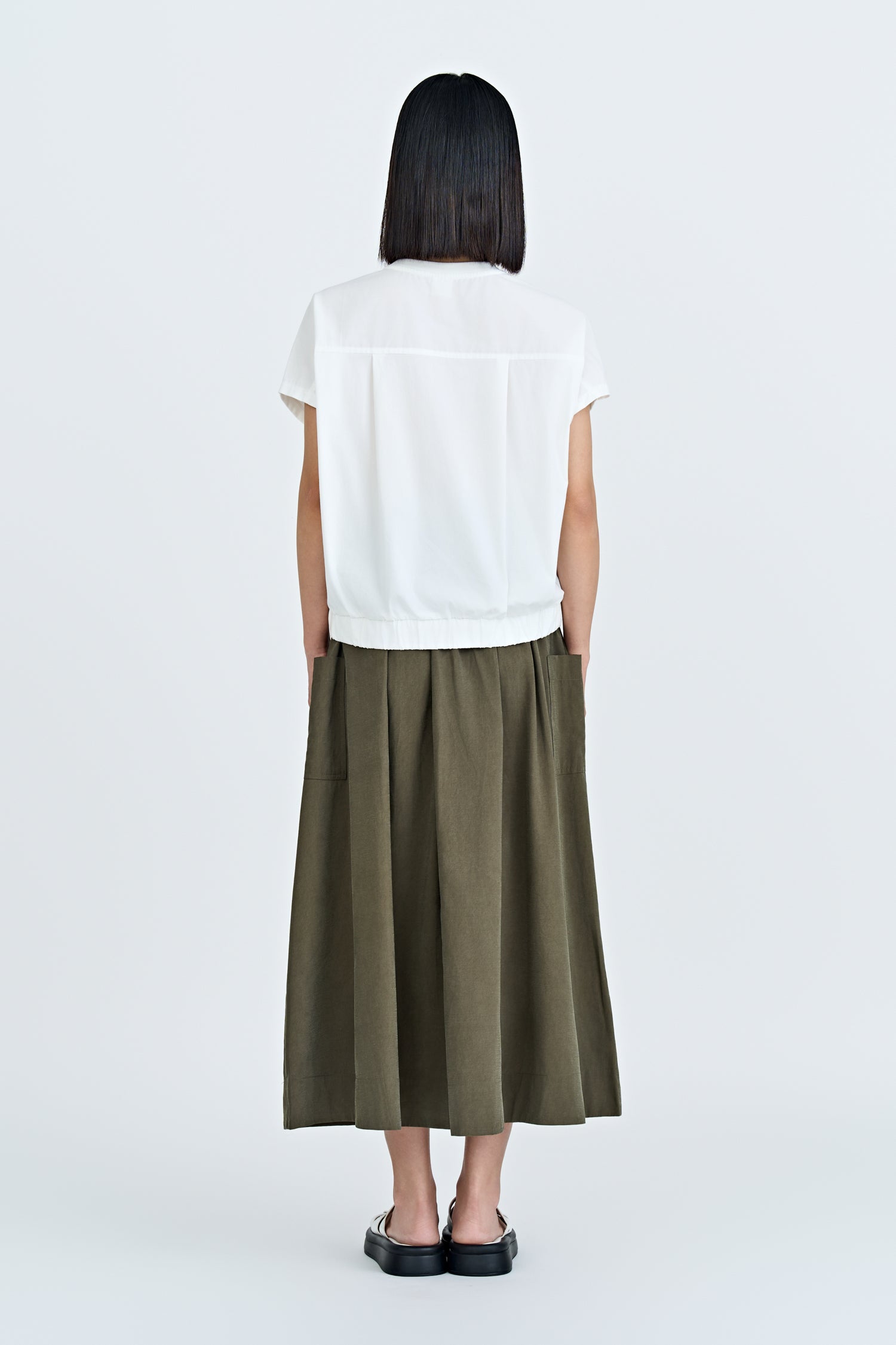 Patch Pocket Maxi Skirt - Army Green
